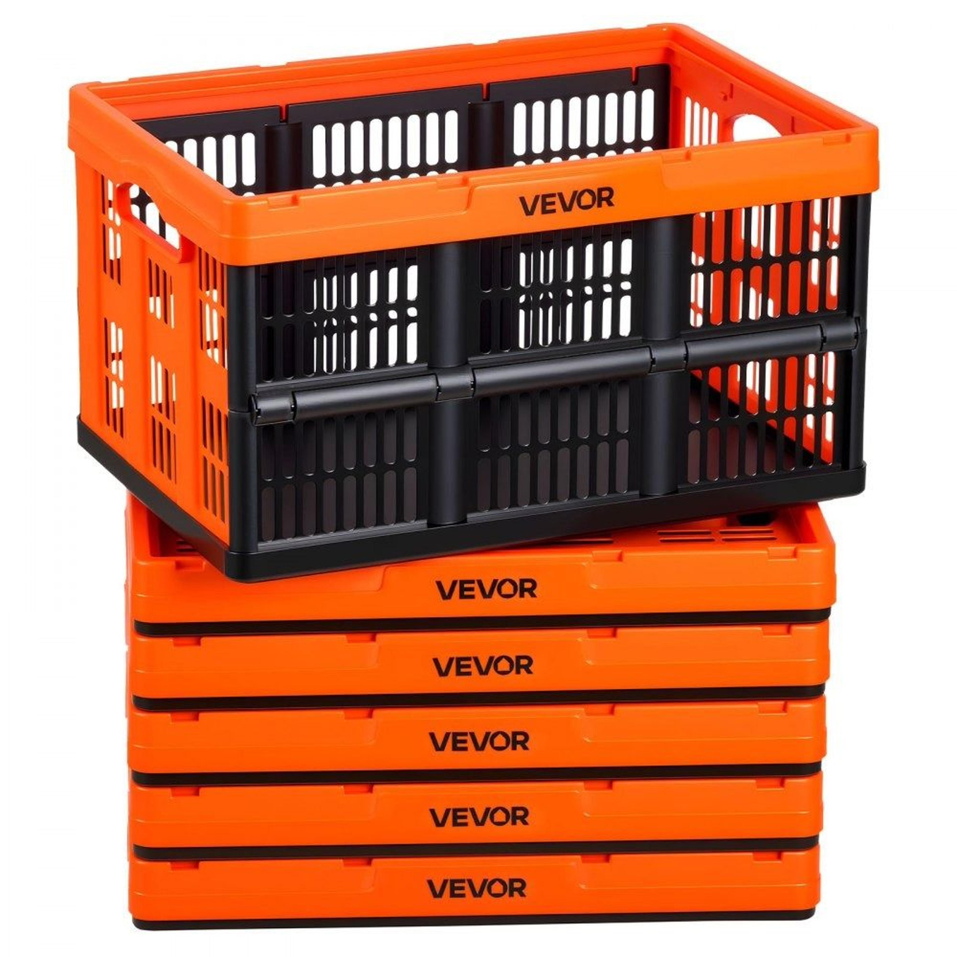 45l collapsible storage bins 6 pack stackable folding storage crates with handles