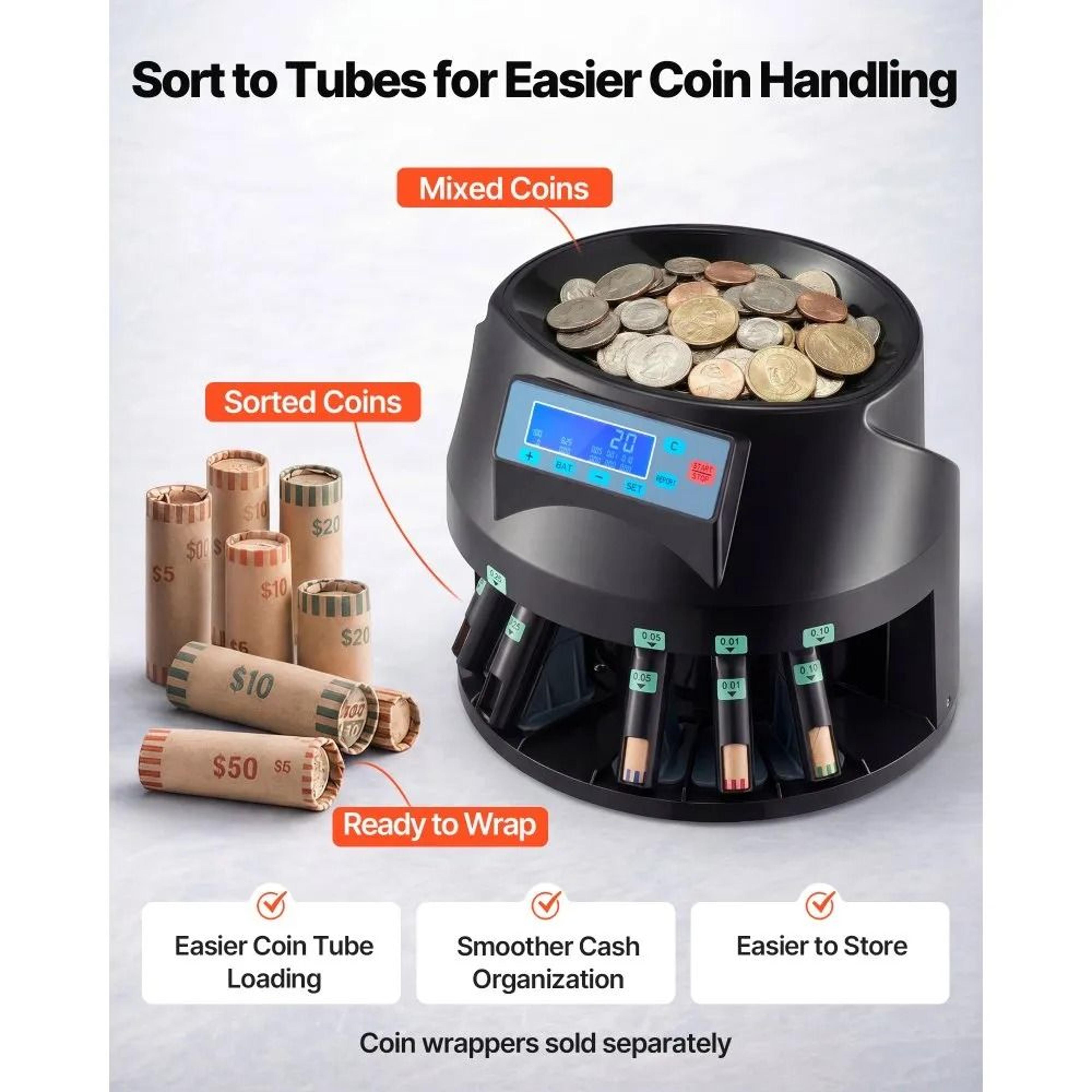 Coin Sorter Machine With LCD Display 300 Coins Min Automatic Coin Counter 2