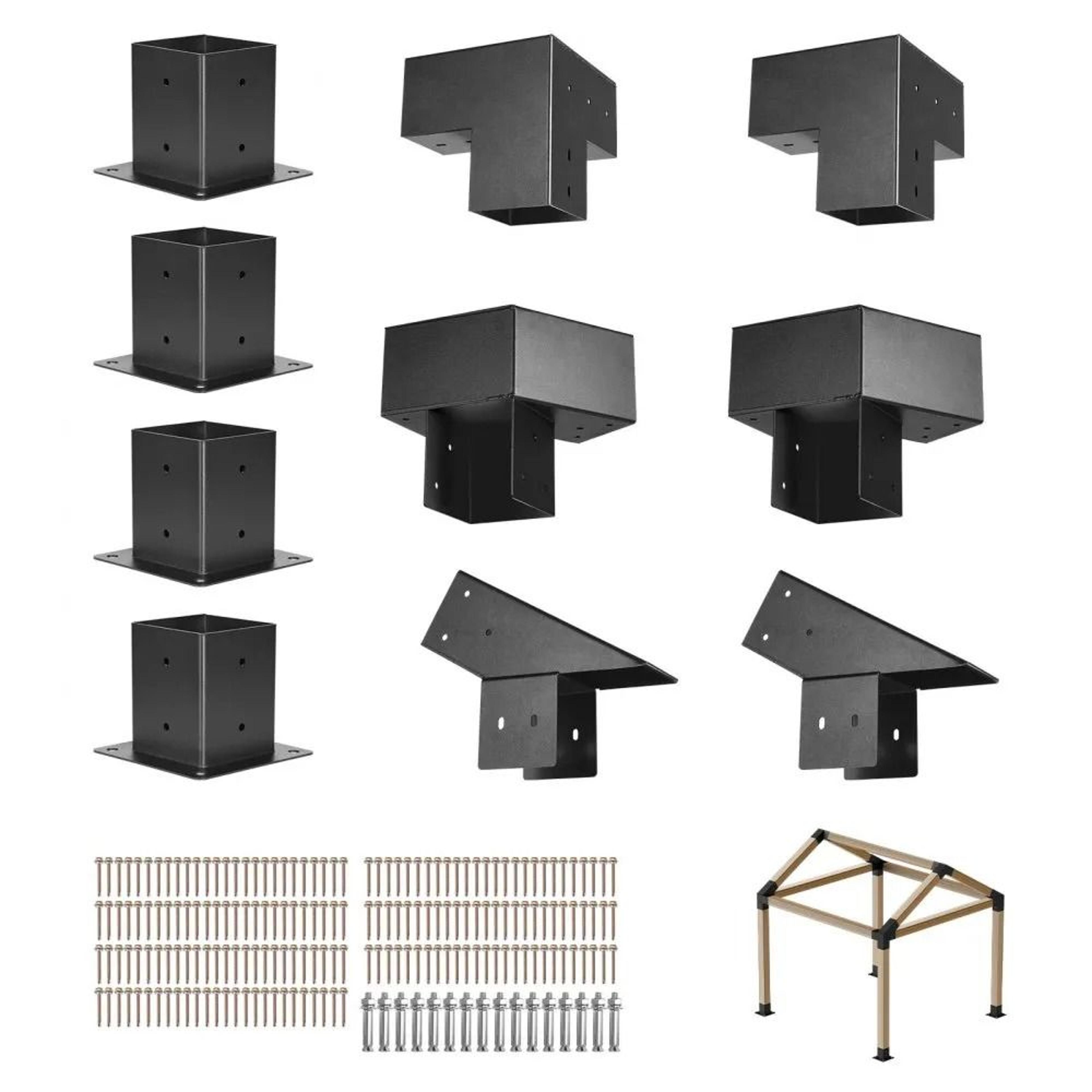 14 piece pergola bracket kit for 3.5x3.5 wood posts with gazebo connectors