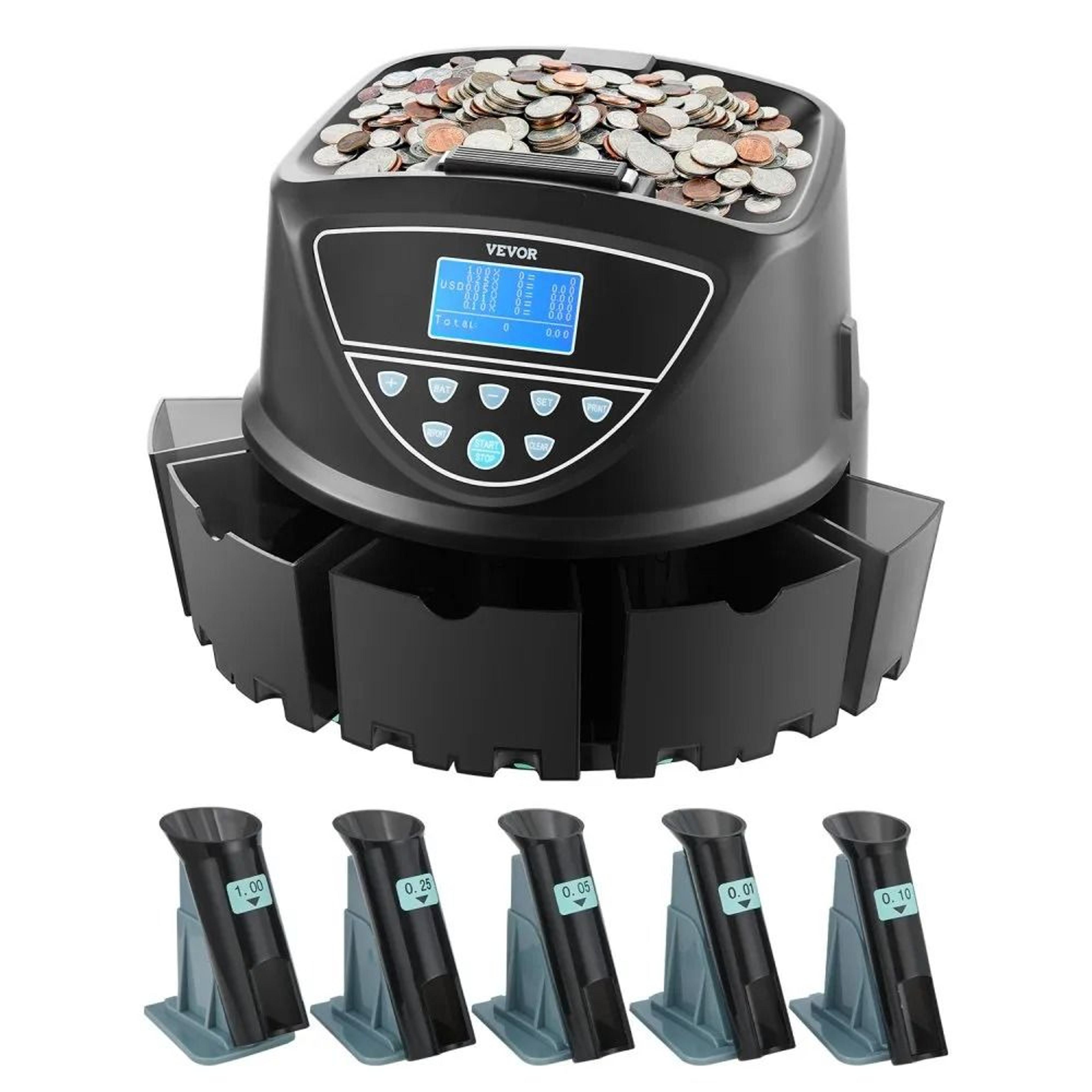 automatic coin sorter machine 2000 coin capacity with 5 tubes