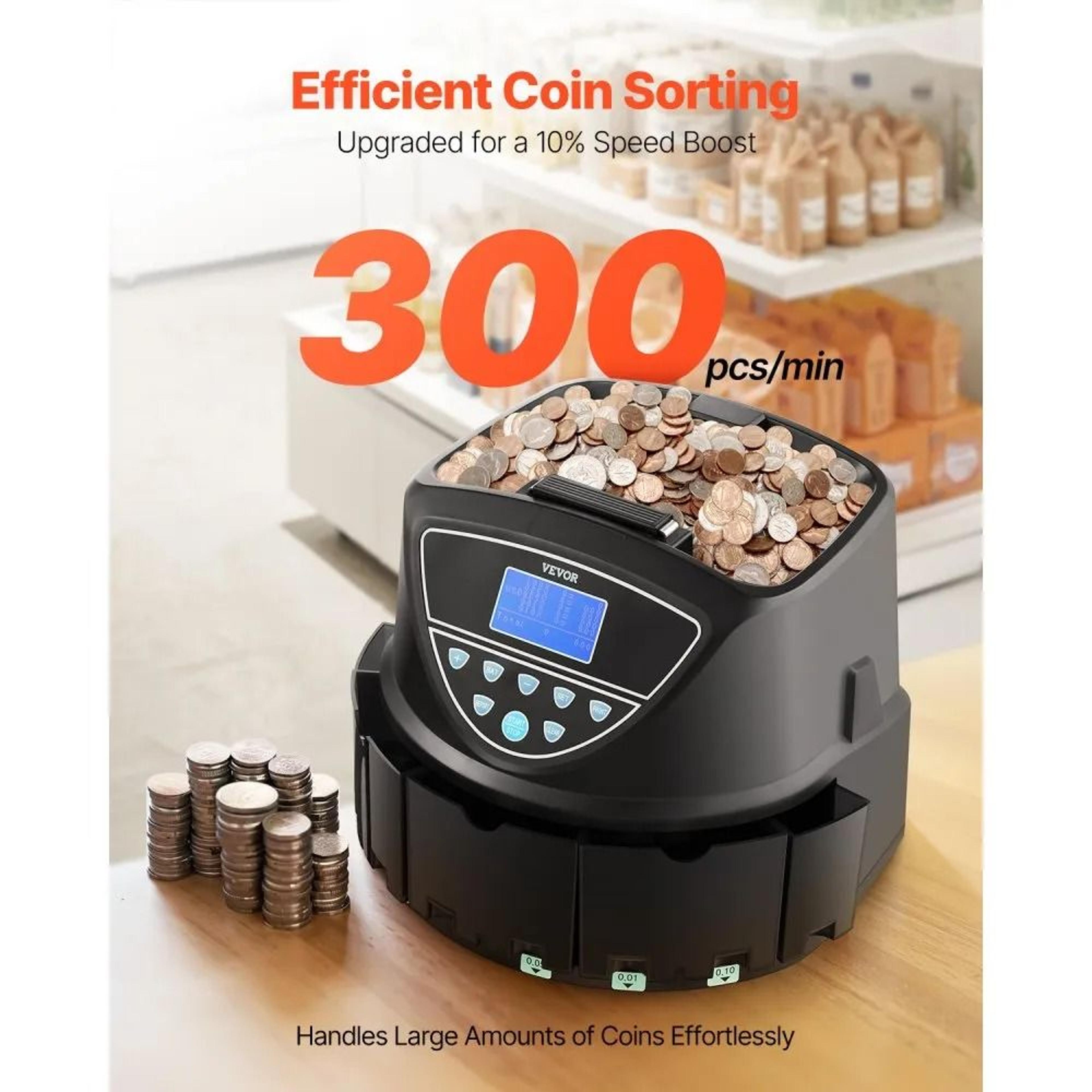Automatic Coin Sorter Machine 2000 Coin Capacity With 5 Tubes 1