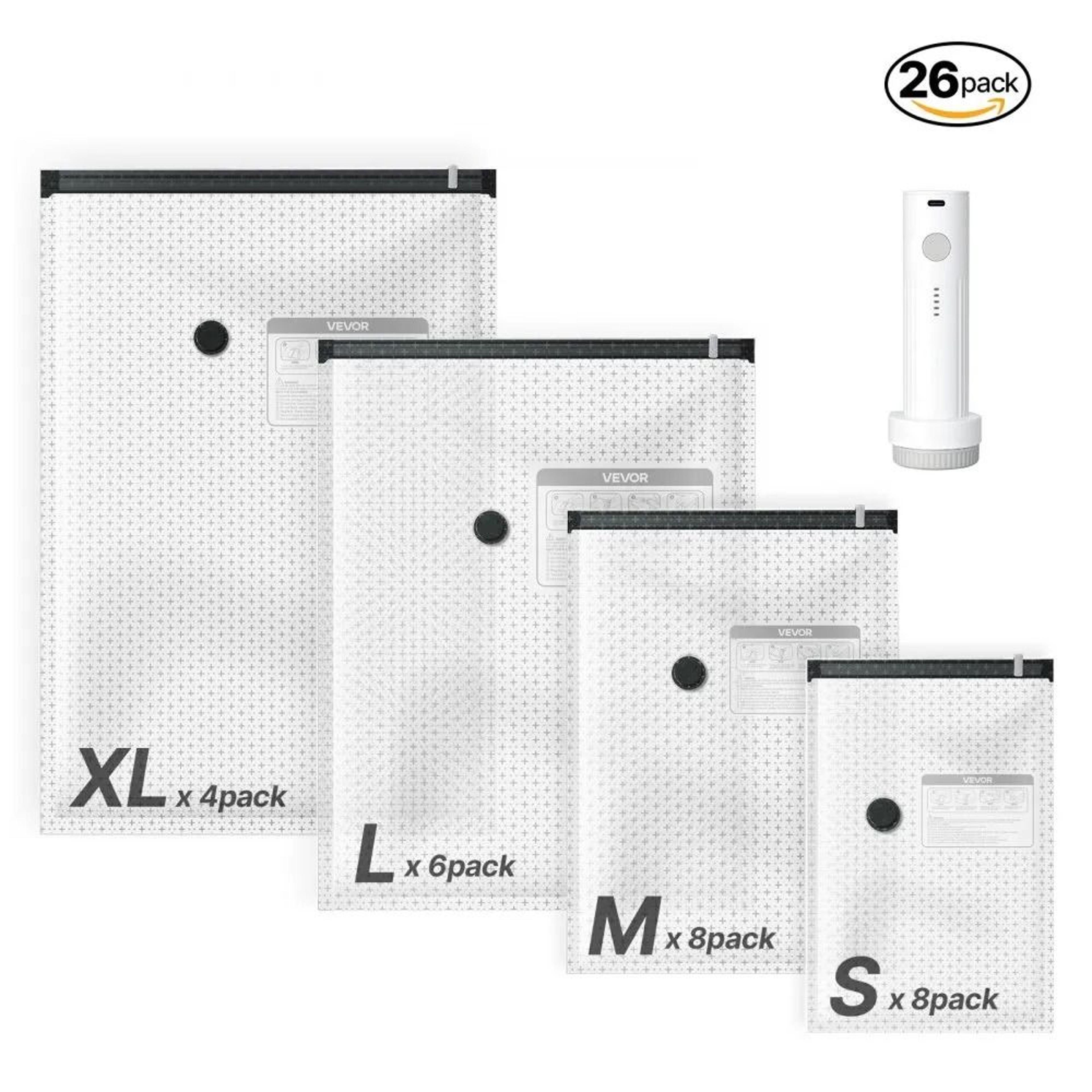 26 pack vacuum storage bags with electric pump for travel and clothes