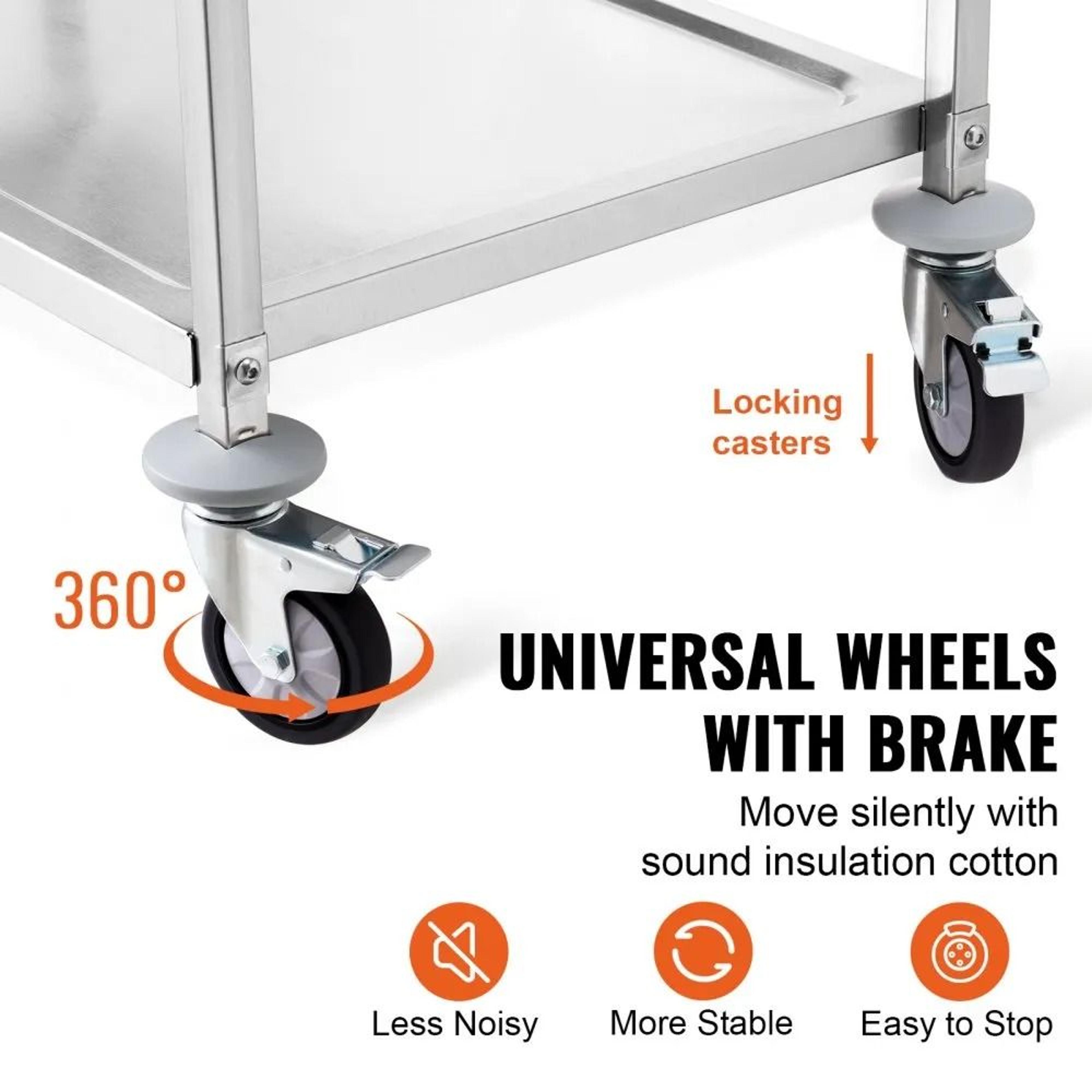 3 Tier Rolling Cart Heavy Duty Kitchen Utility Cart With Wheels 2