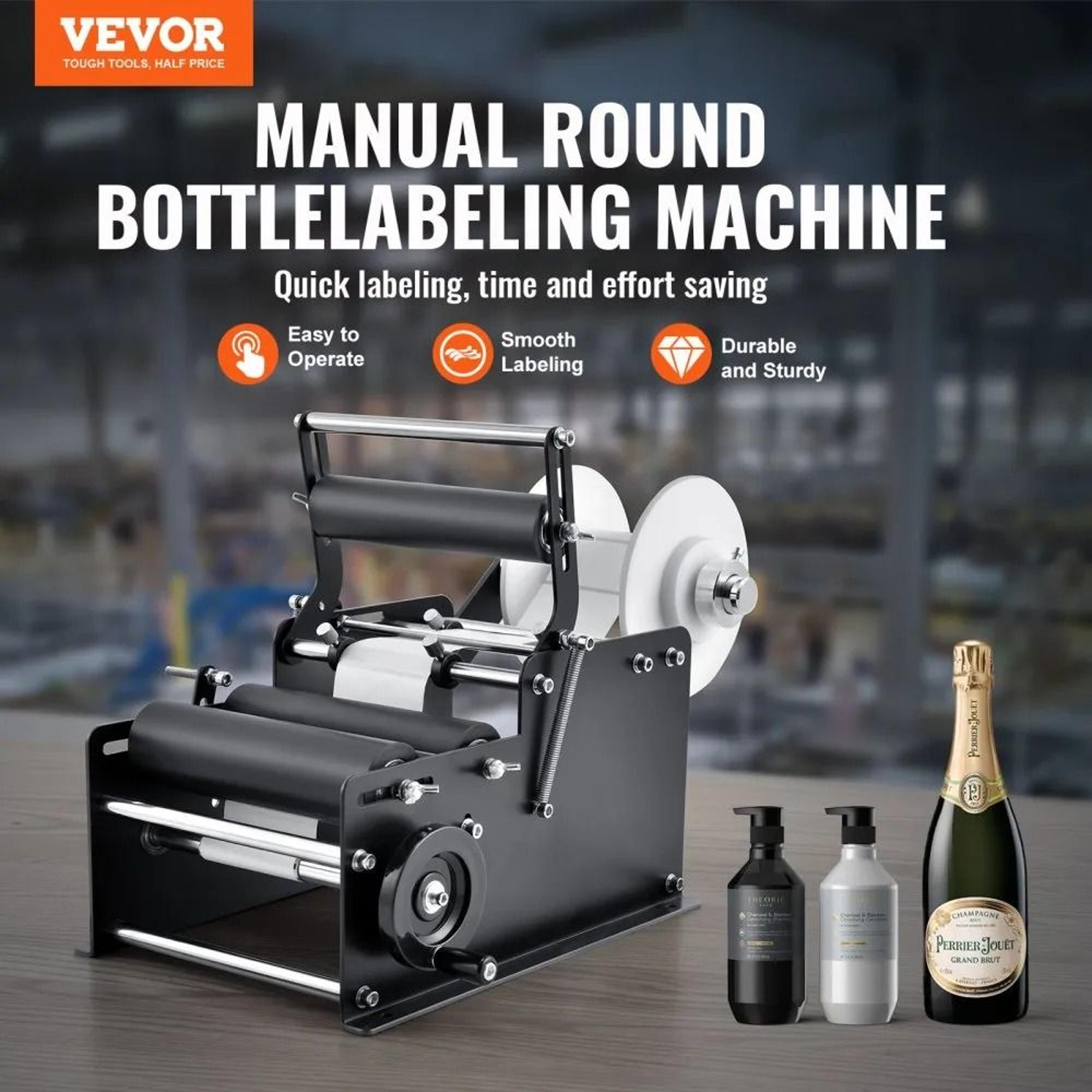 Manual Bottle Labeling Machine Round Bottle Label Applicator With Pressing Bar 1