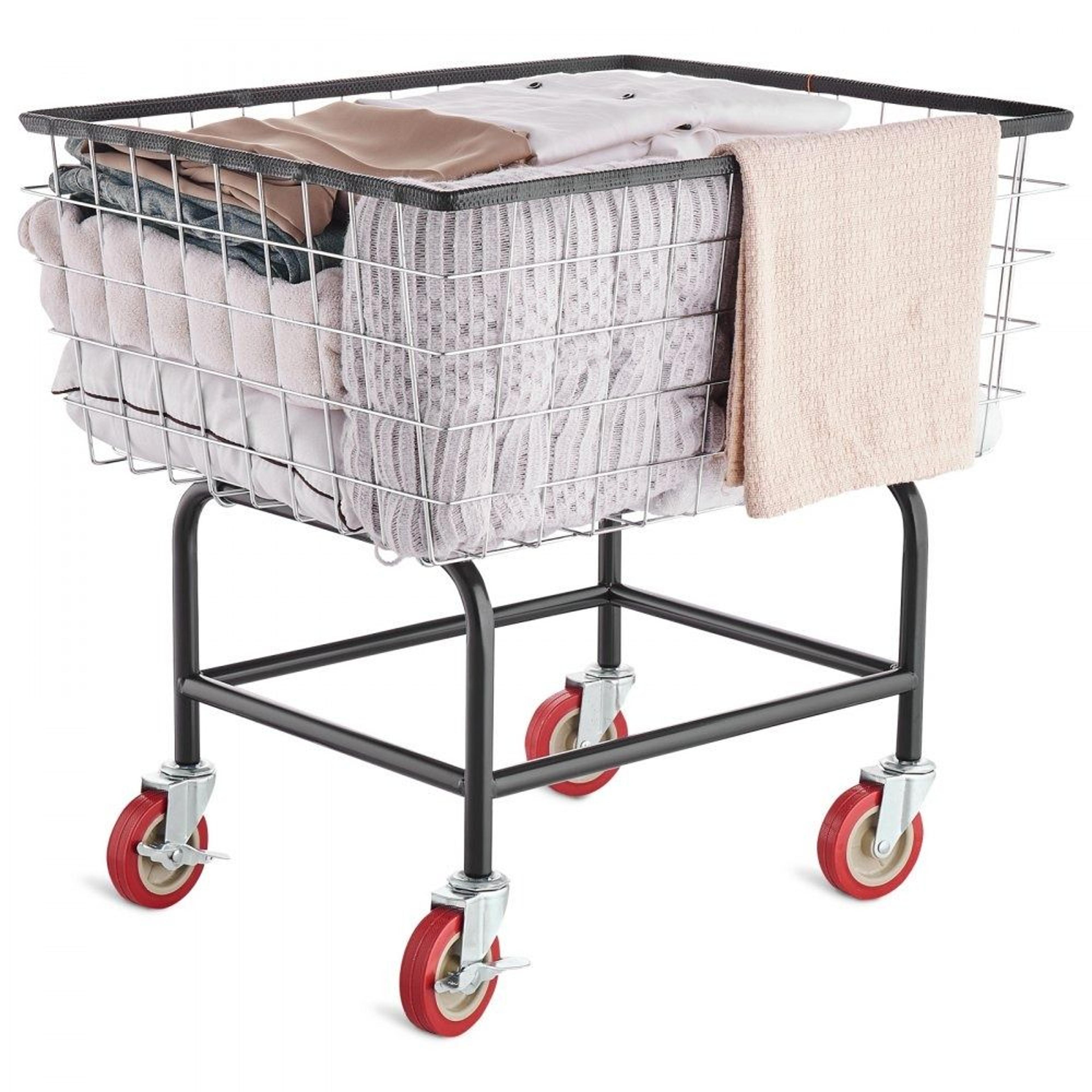 heavy duty wire laundry cart 2.5 bushel basket with wheels