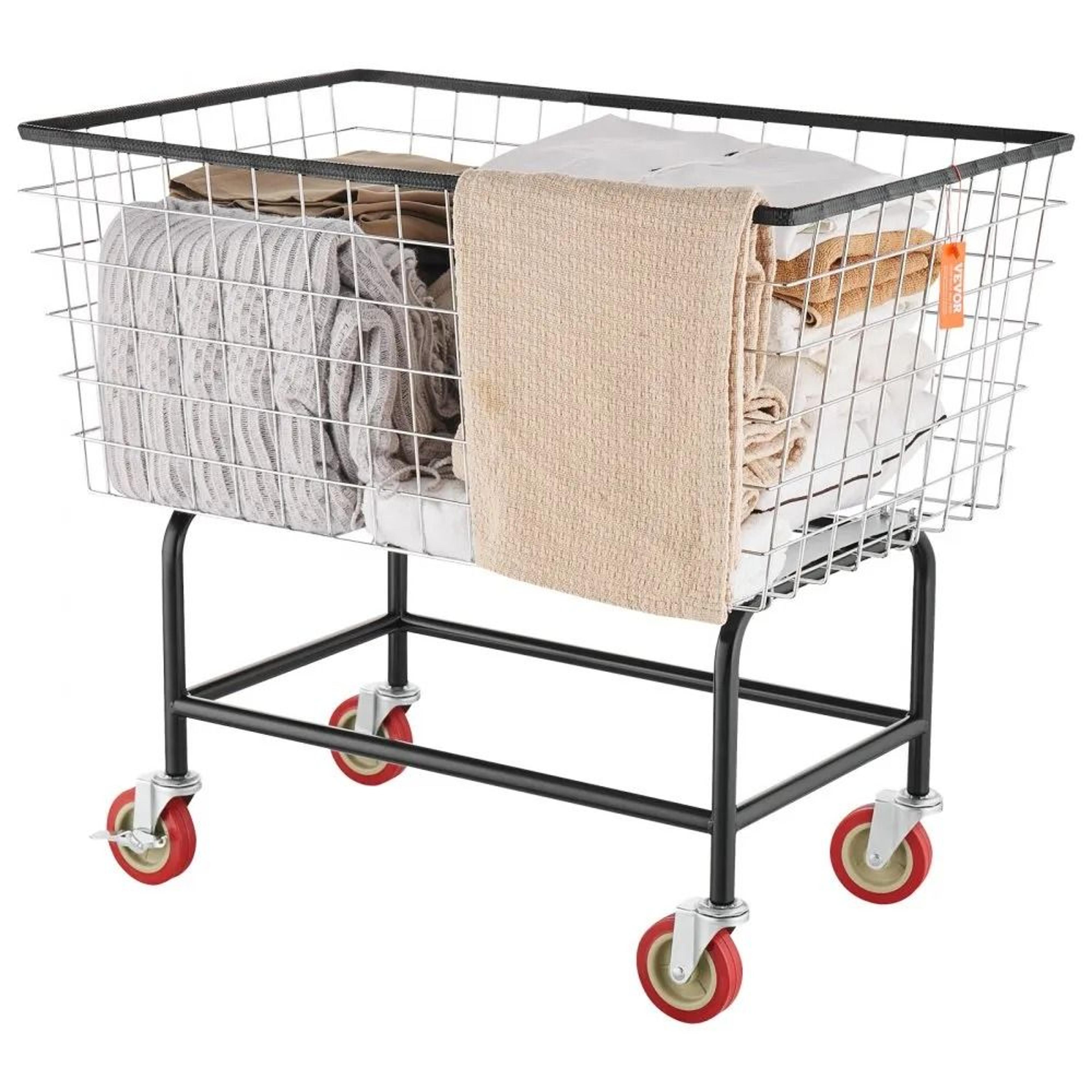 4.5 bushel wire laundry cart with wheels heavy duty rolling basket