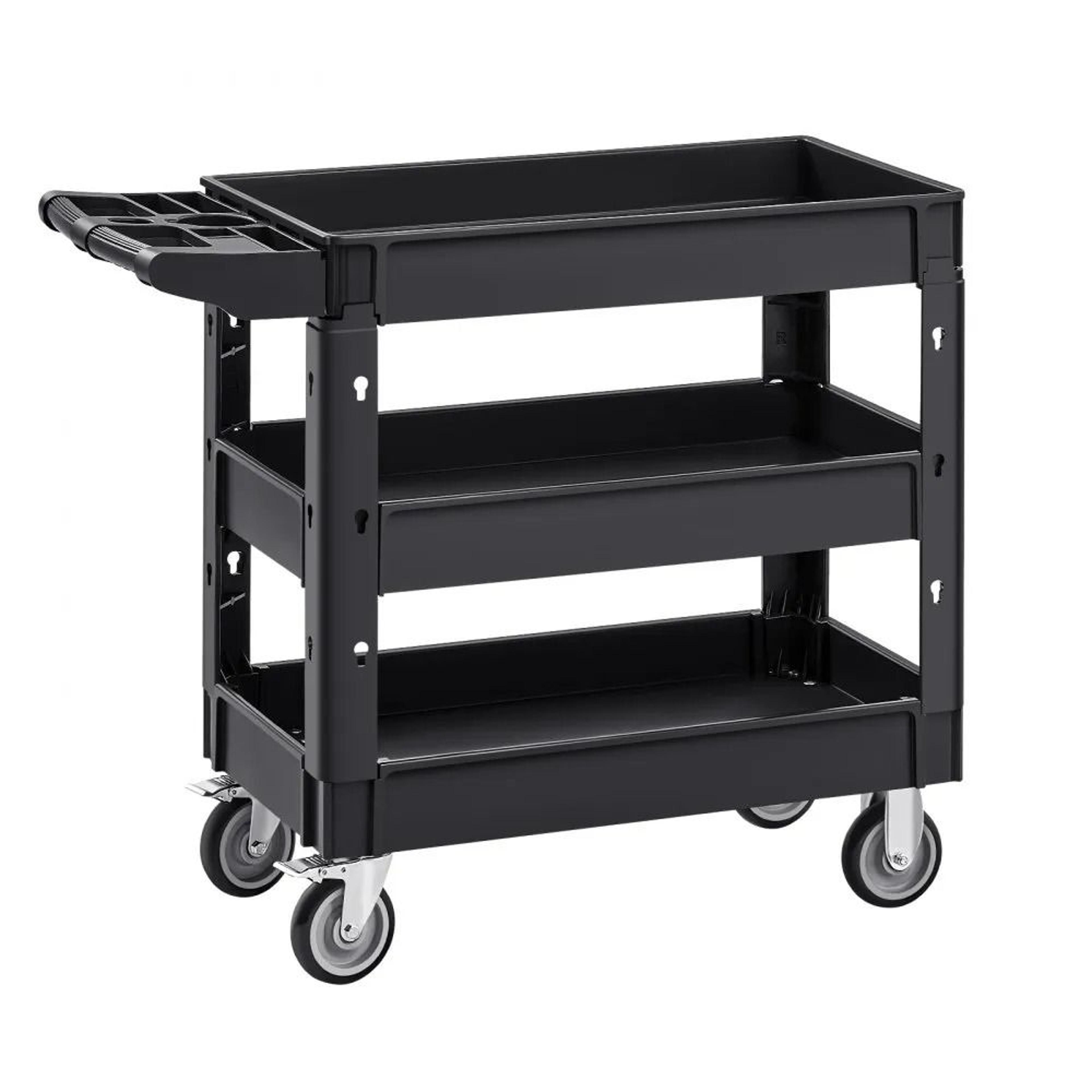 3 tier utility cart 550lbs heavy duty rolling service cart