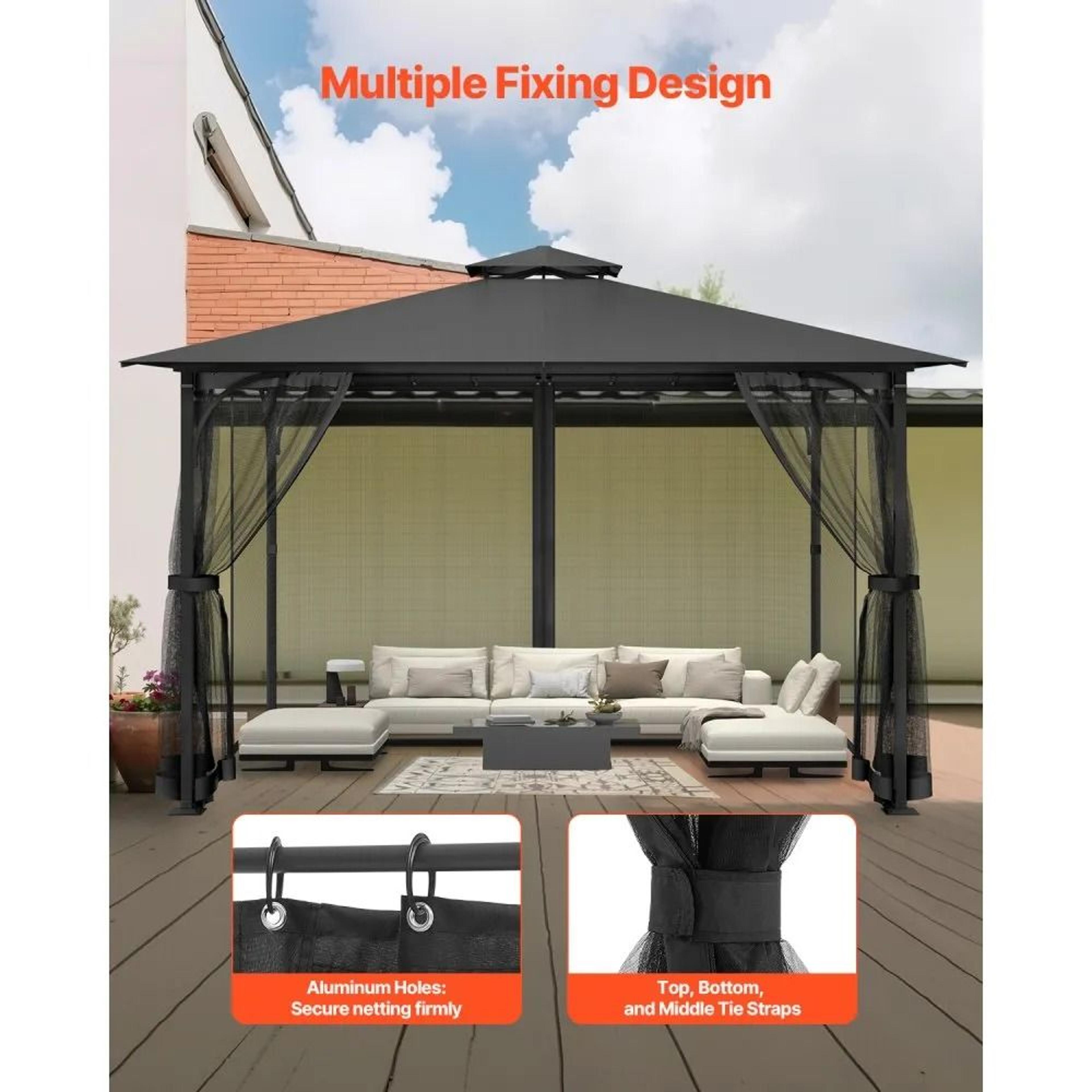 Gazebo Netting Replacement 10x13 FT Outdoor Mesh Screen With Double Zipper 1