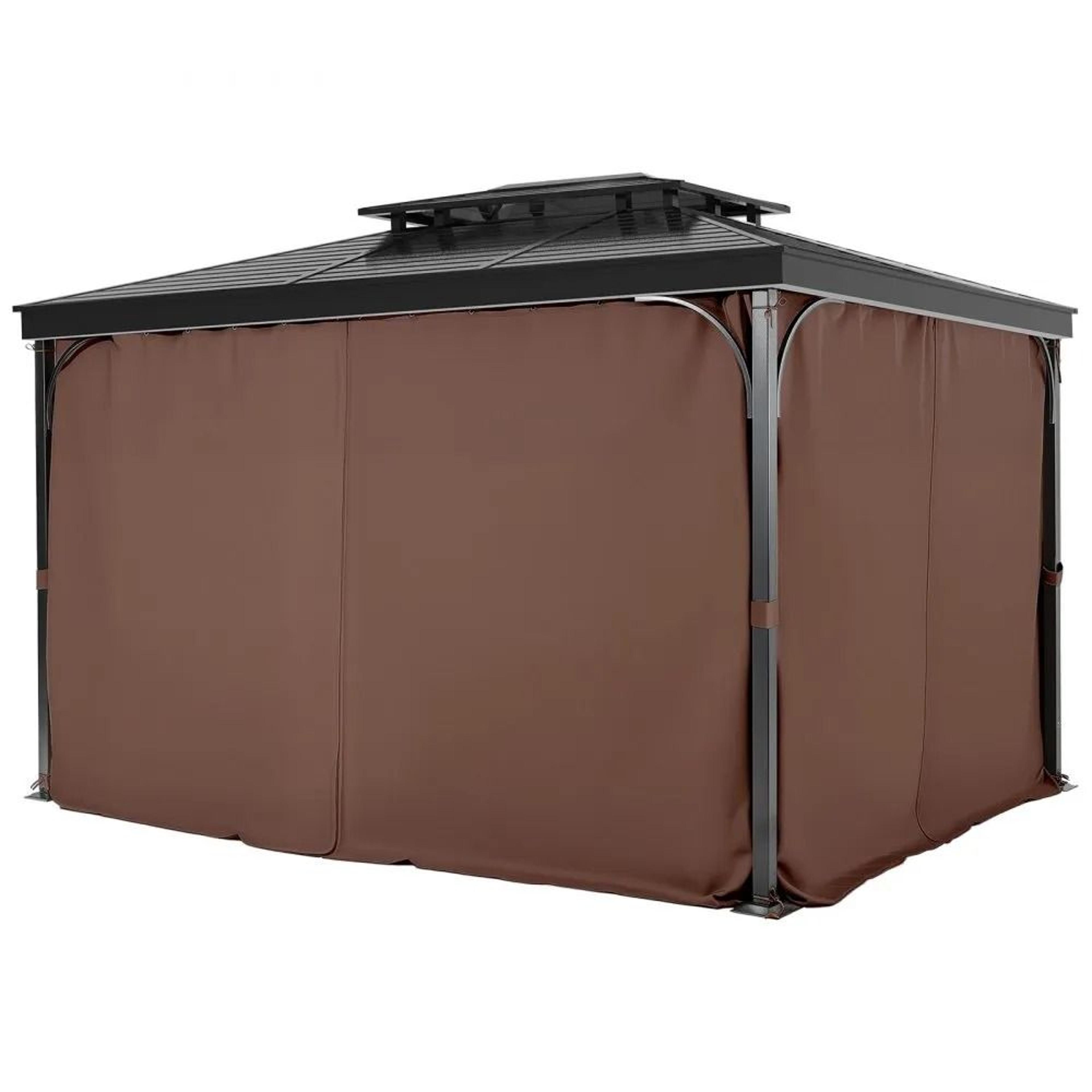 10x10 Gazebo Privacy Curtains Waterproof Outdoor Sidewalls With Zippers Coffee 8