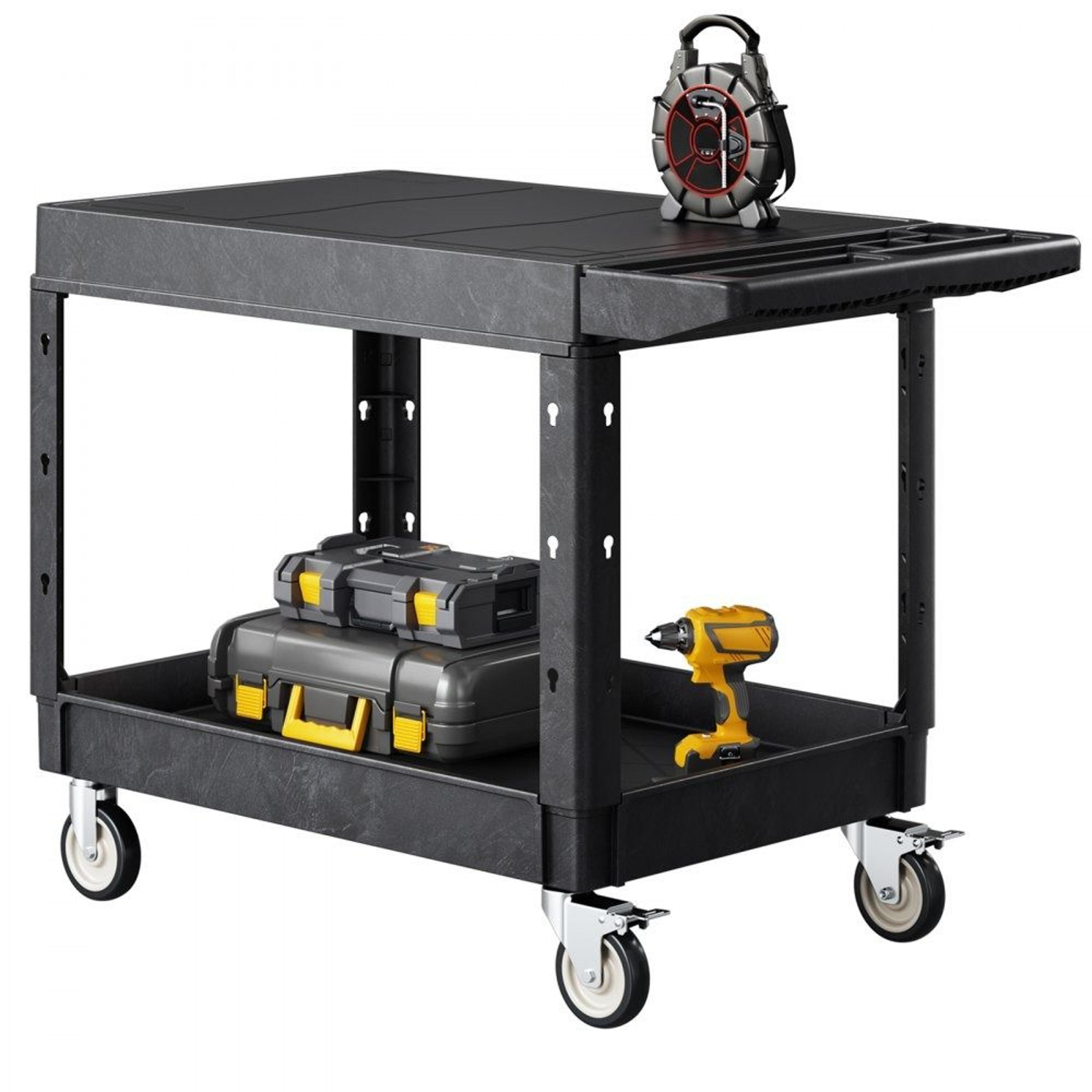 heavy duty utility cart 550 lbs two shelf rolling service cart with wheels