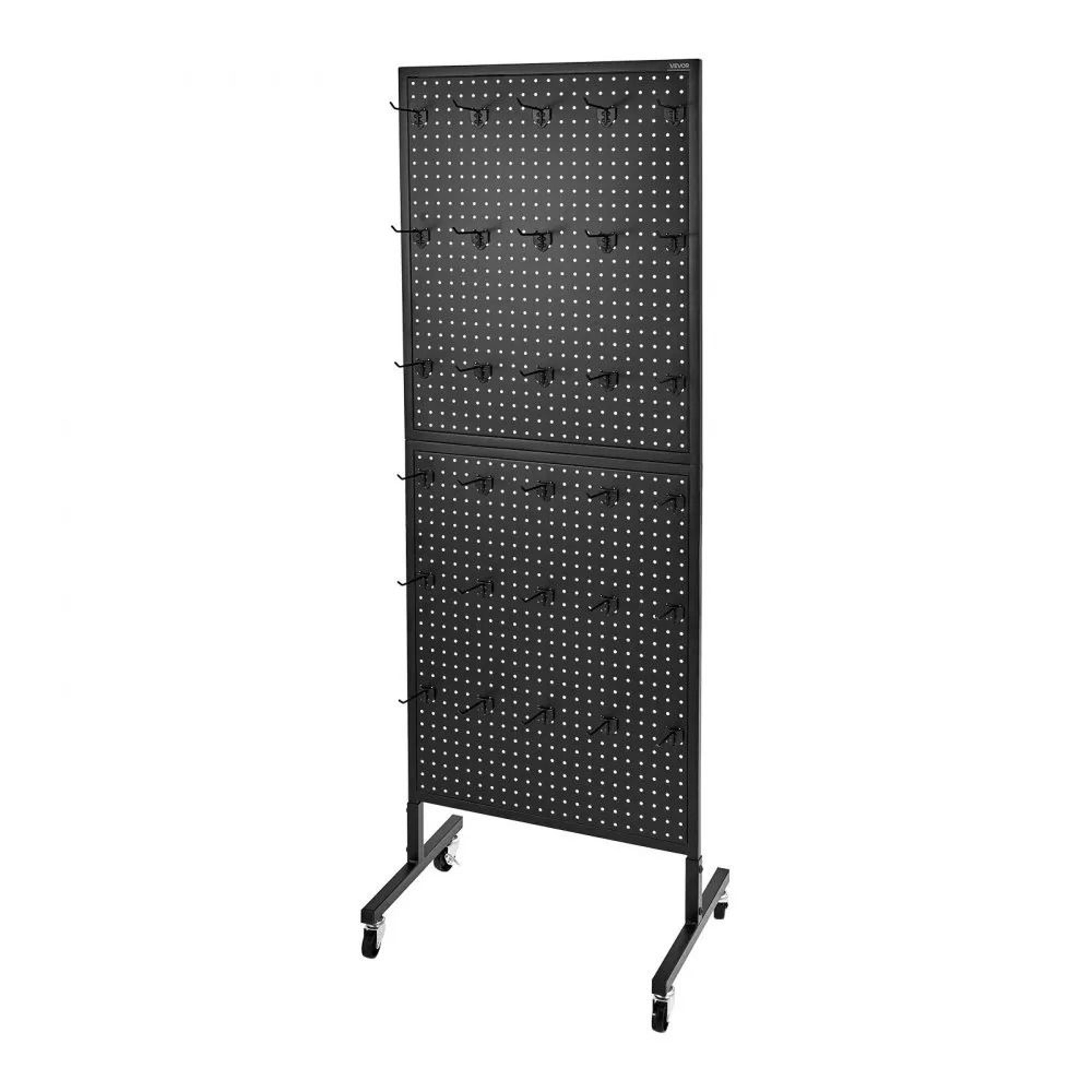 Standing Pegboard Display Stand With Wheels 30 Hooks Retail Organizer 7