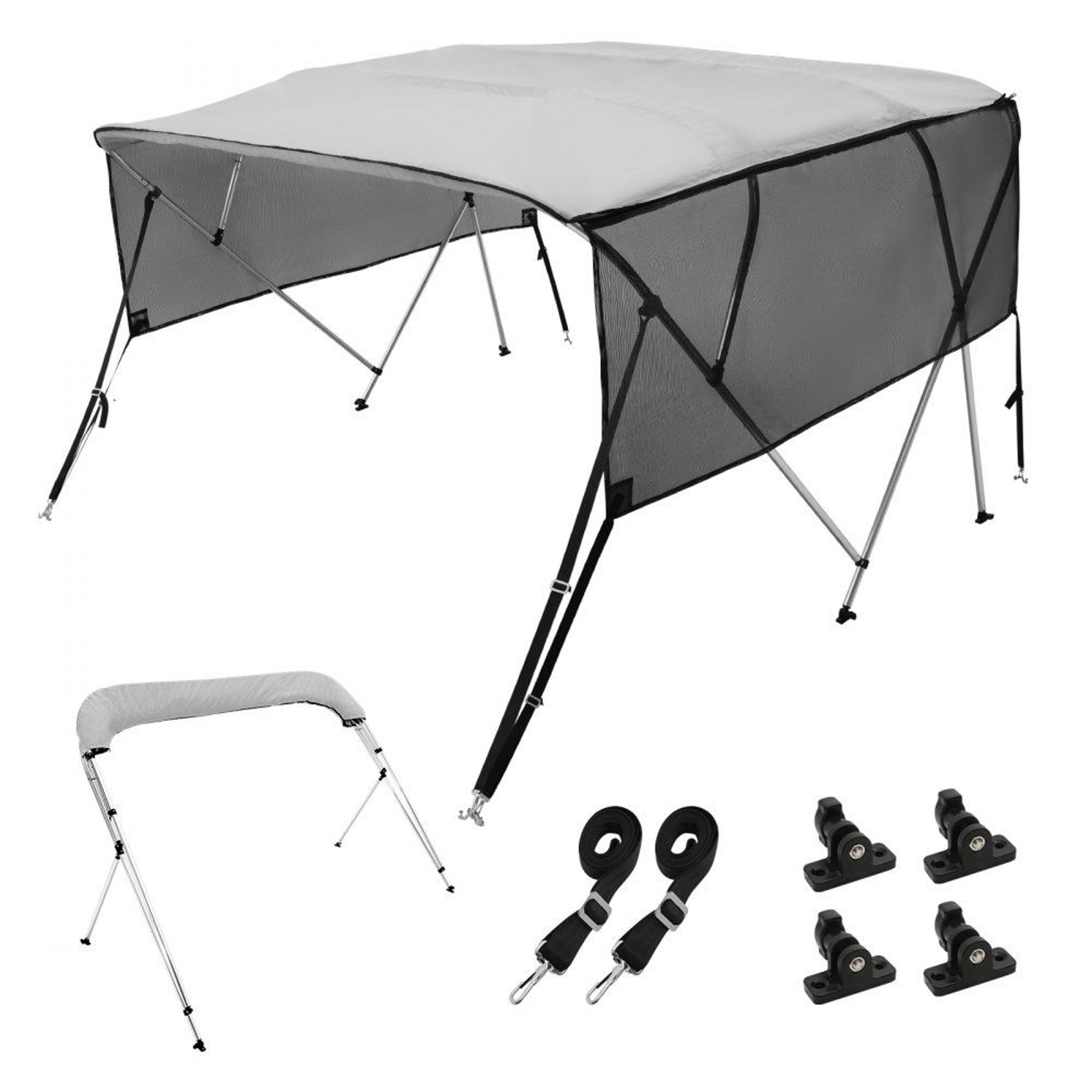 4 bow bimini top for boat with mesh sidewalls 600d waterproof canopy 91 to 96 inch