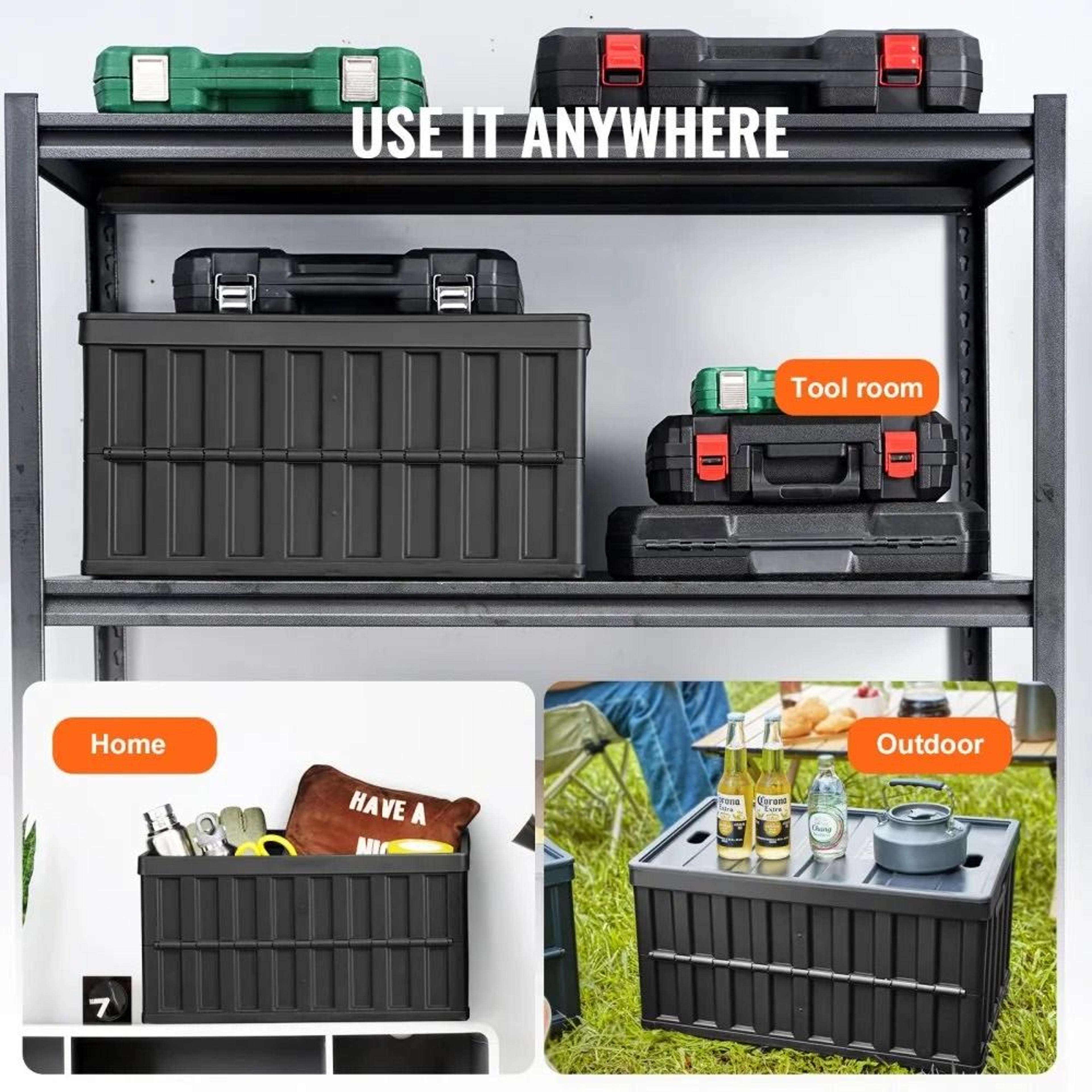 Collapsible Storage Bins With Lids 3 Pack Stackable Folding Crates 2
