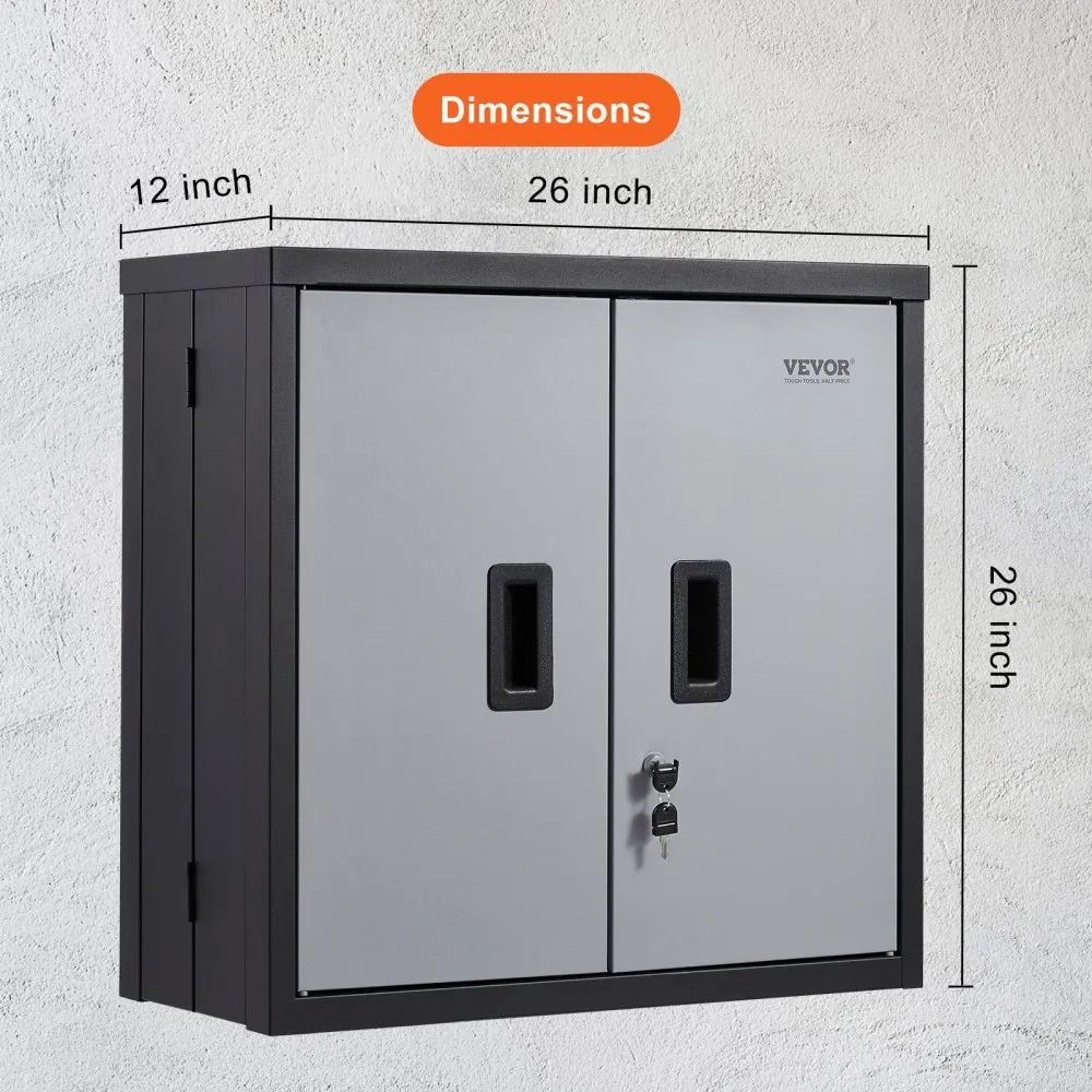 Foldable Wall Mounted Garage Cabinet Lockable Metal Tool Storage 240 Lb Capacity 7