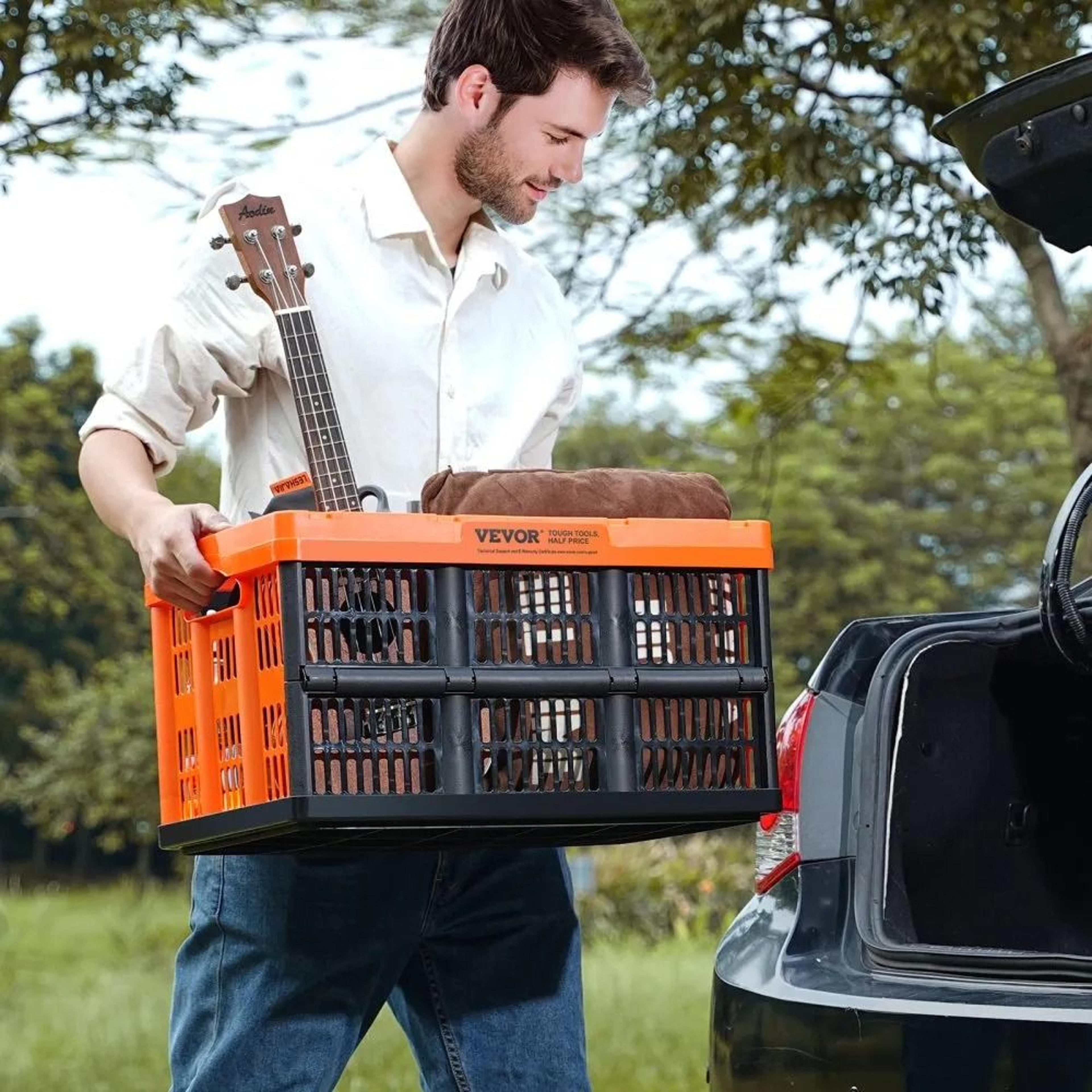 45L Collapsible Storage Crates 3 Pack Stackable Heavy Duty Storage Bins With Handles 6