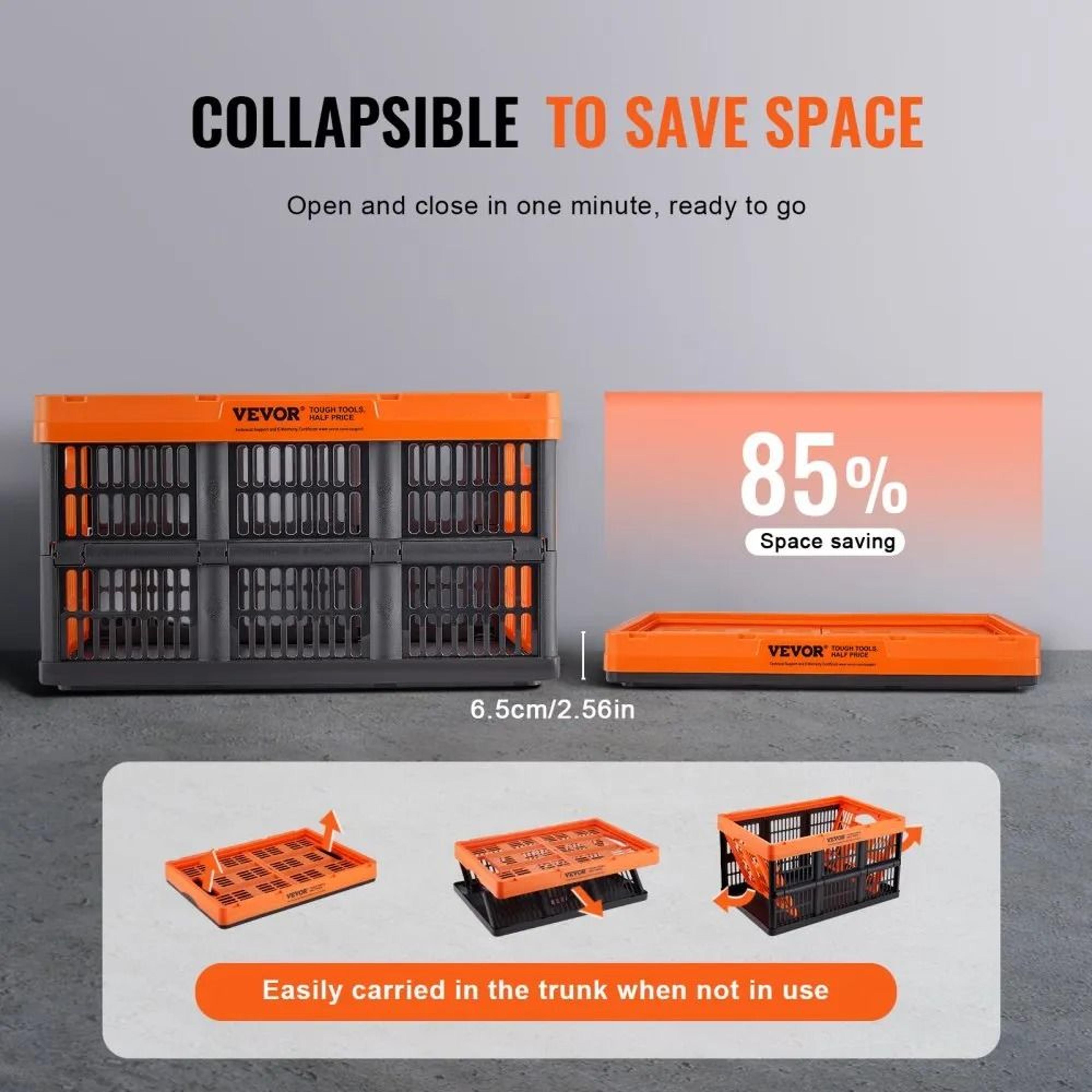 45L Collapsible Storage Crates 3 Pack Stackable Heavy Duty Storage Bins With Handles 5