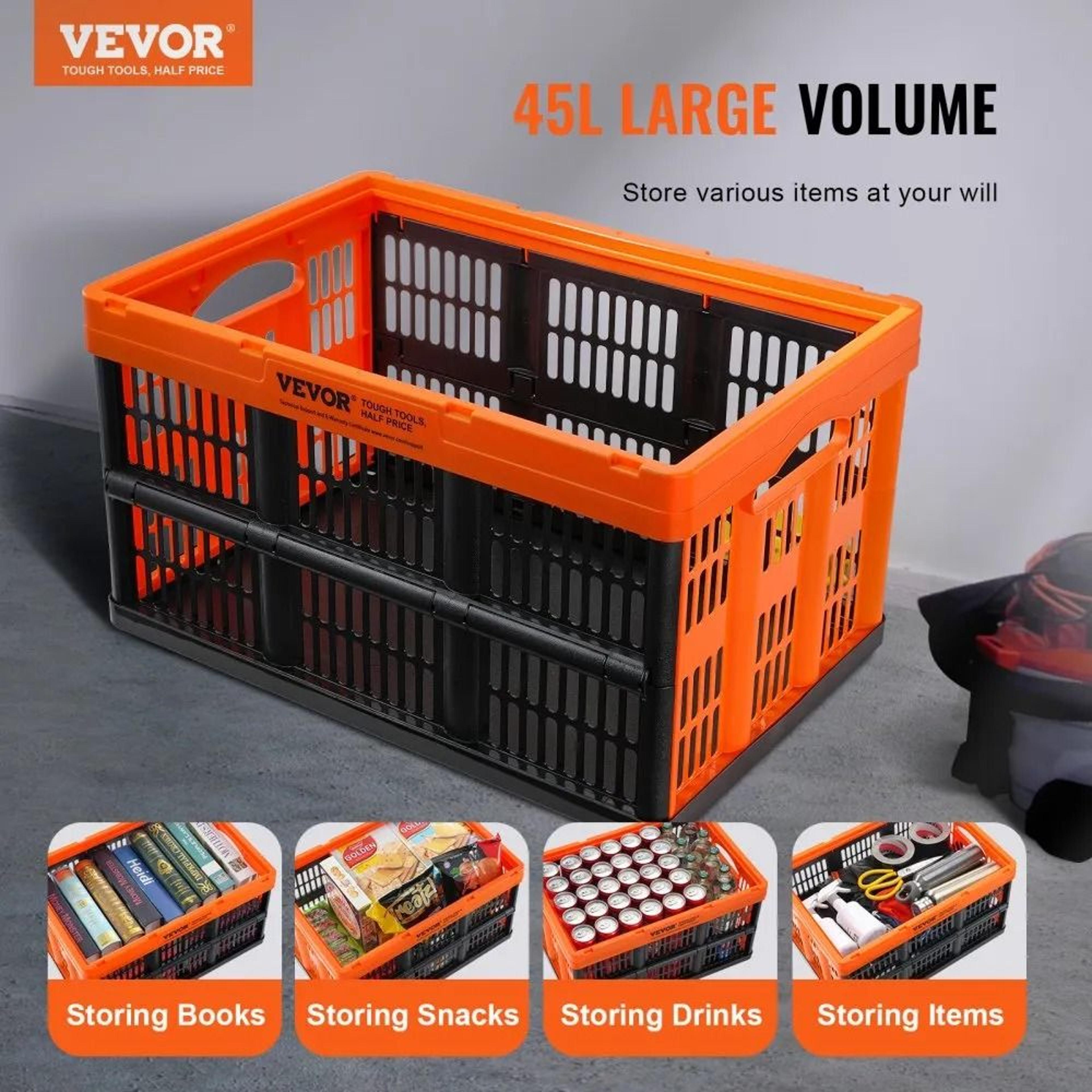 45L Collapsible Storage Crates 3 Pack Stackable Heavy Duty Storage Bins With Handles 1