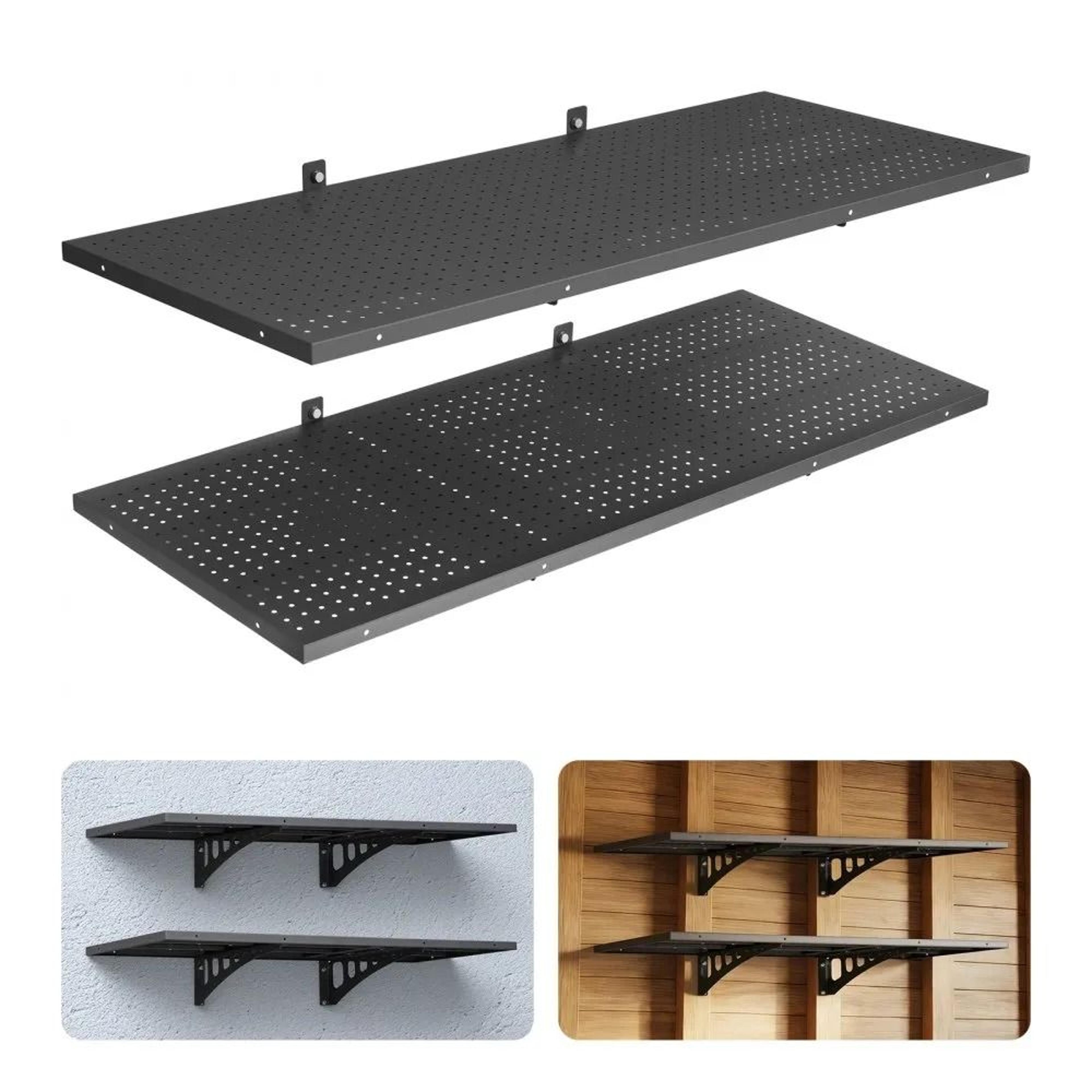 heavy duty garage wall shelving 2 tier steel storage rack 560 lb capacity