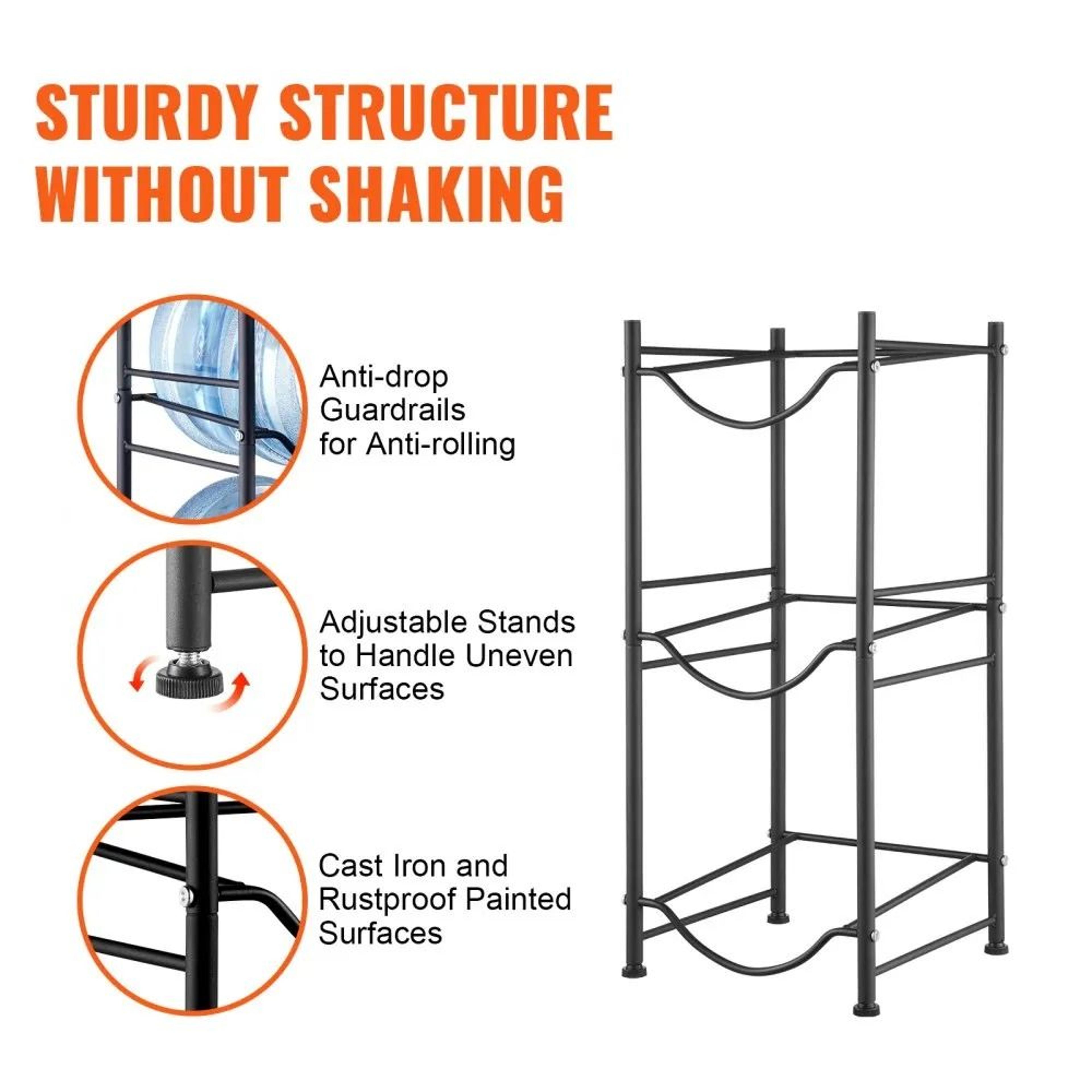 3 Tier 5 Gallon Water Bottle Holder Heavy Duty Water Jug Storage Rack For 3 Bottles 3
