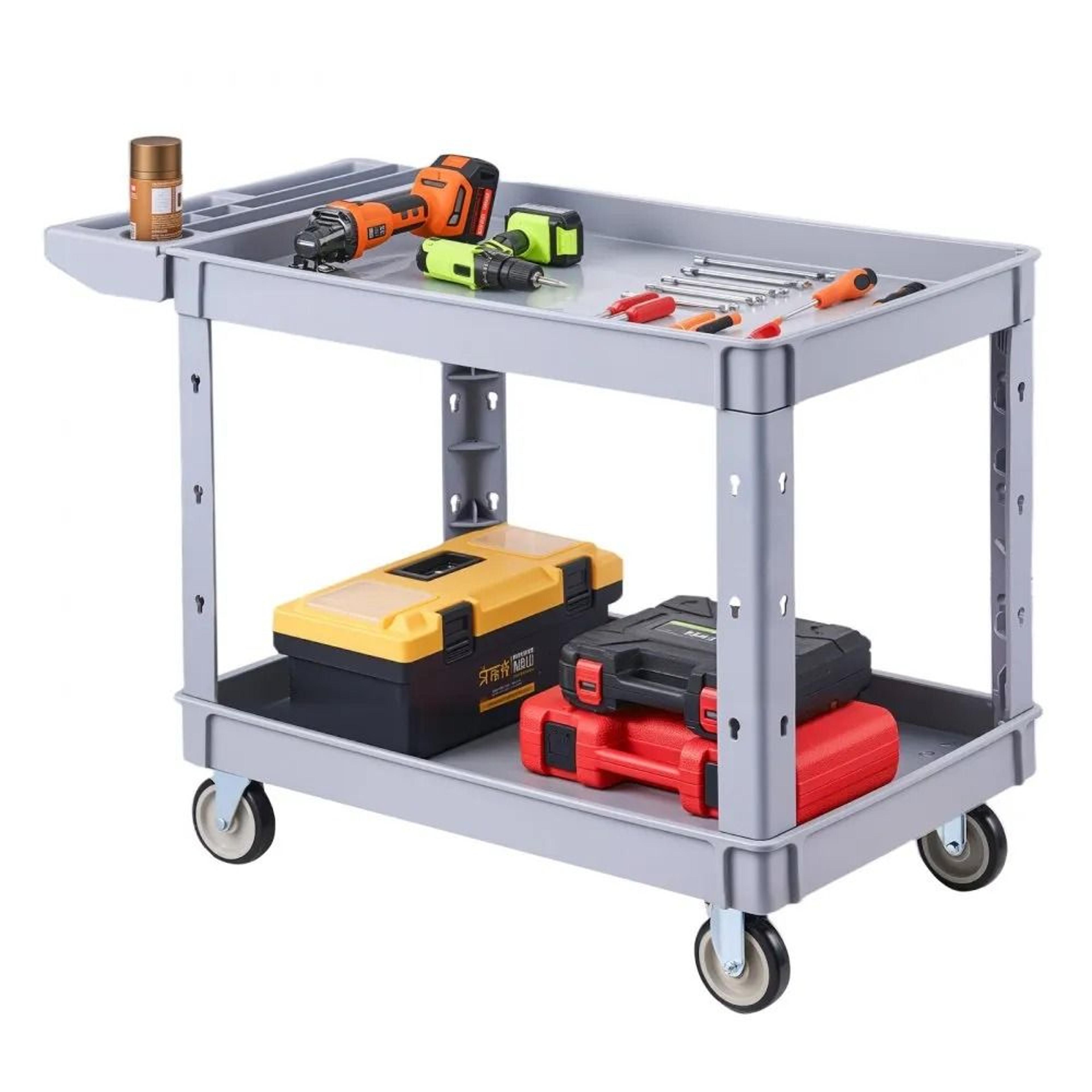 550 lb heavy duty utility cart 2 tier rolling service cart with locking wheels
