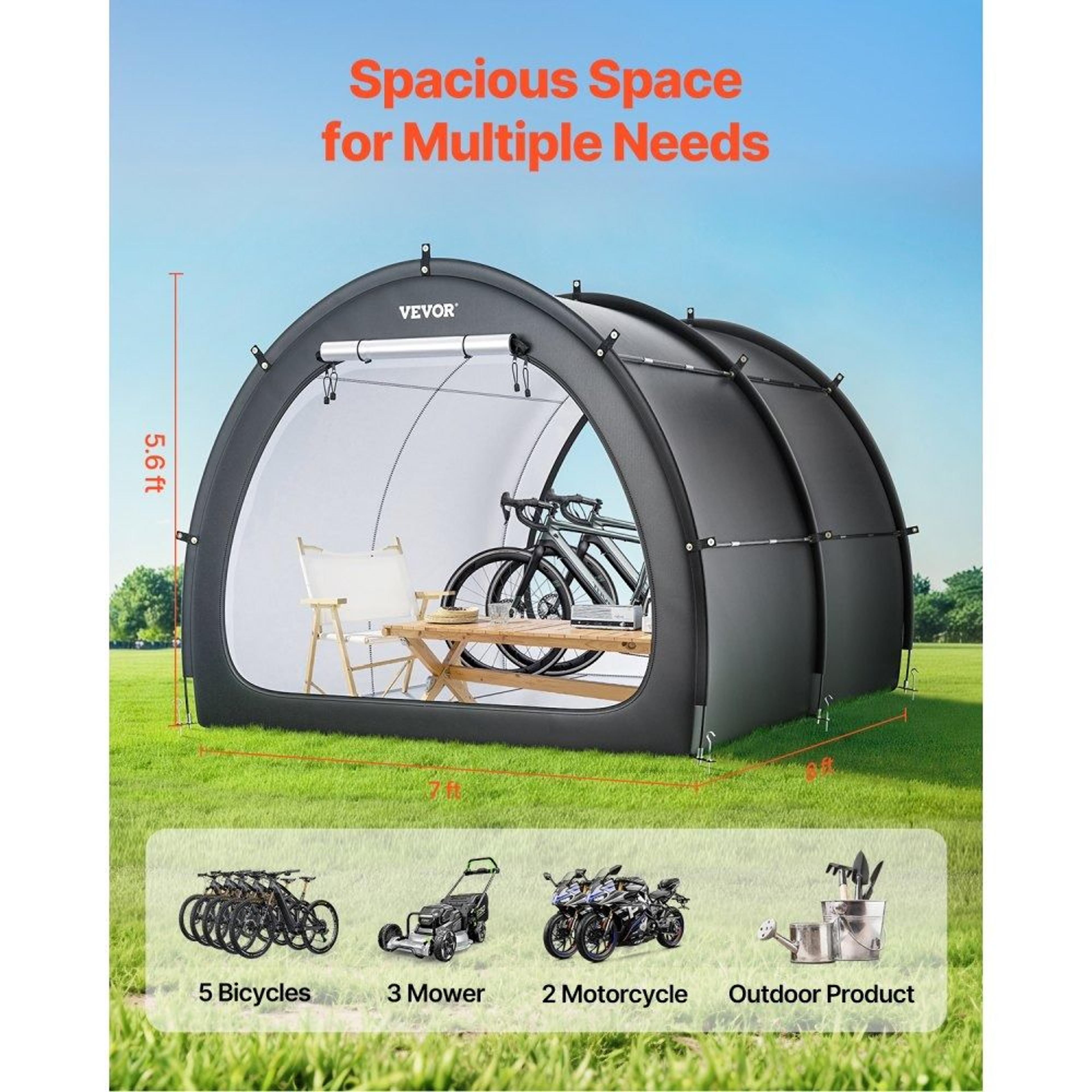 Bike Storage Tent For 5 Bikes Waterproof Outdoor Bike Storage Shelter With Ventilation 7