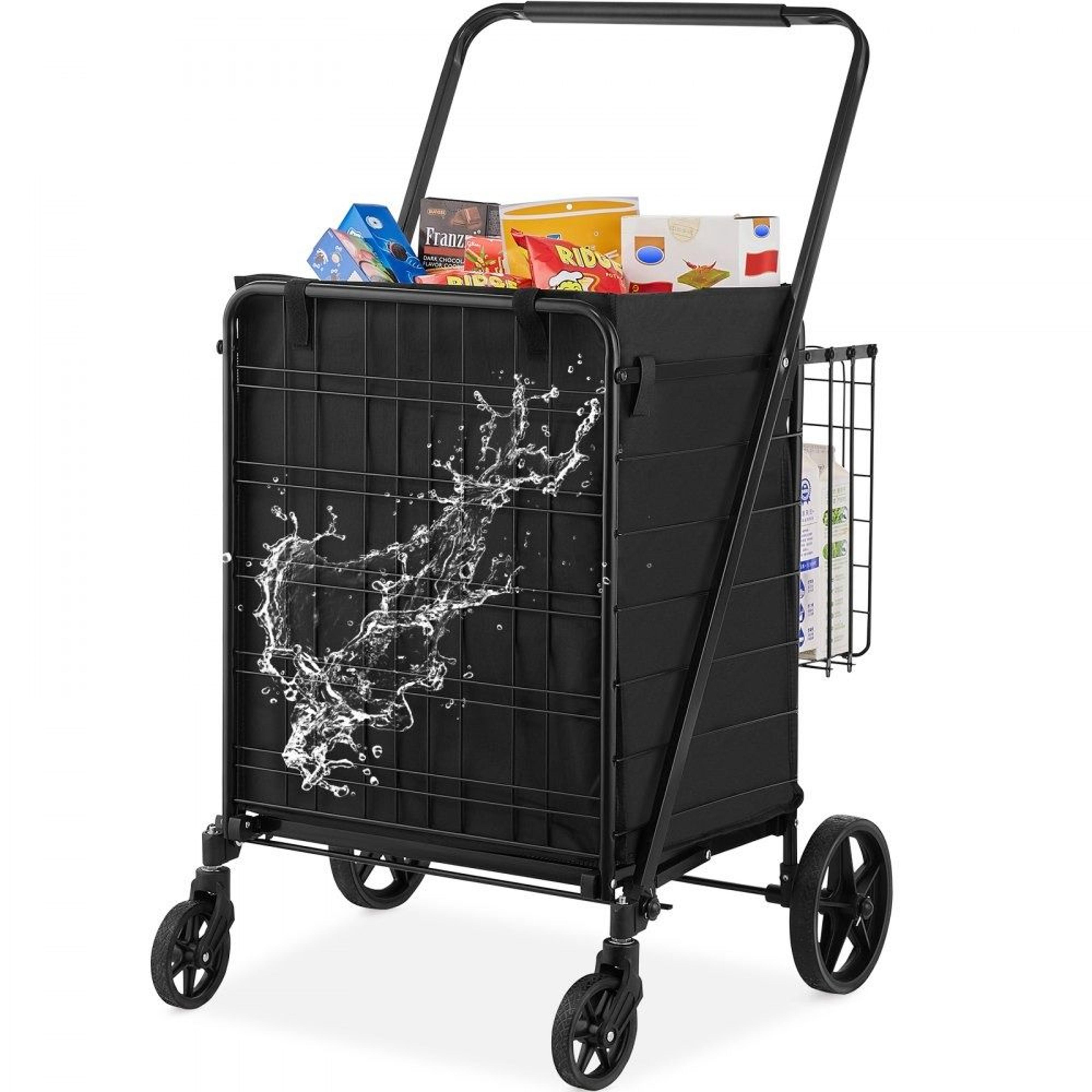 folding shopping cart with waterproof liner heavy duty grocery cart 330lbs capacity