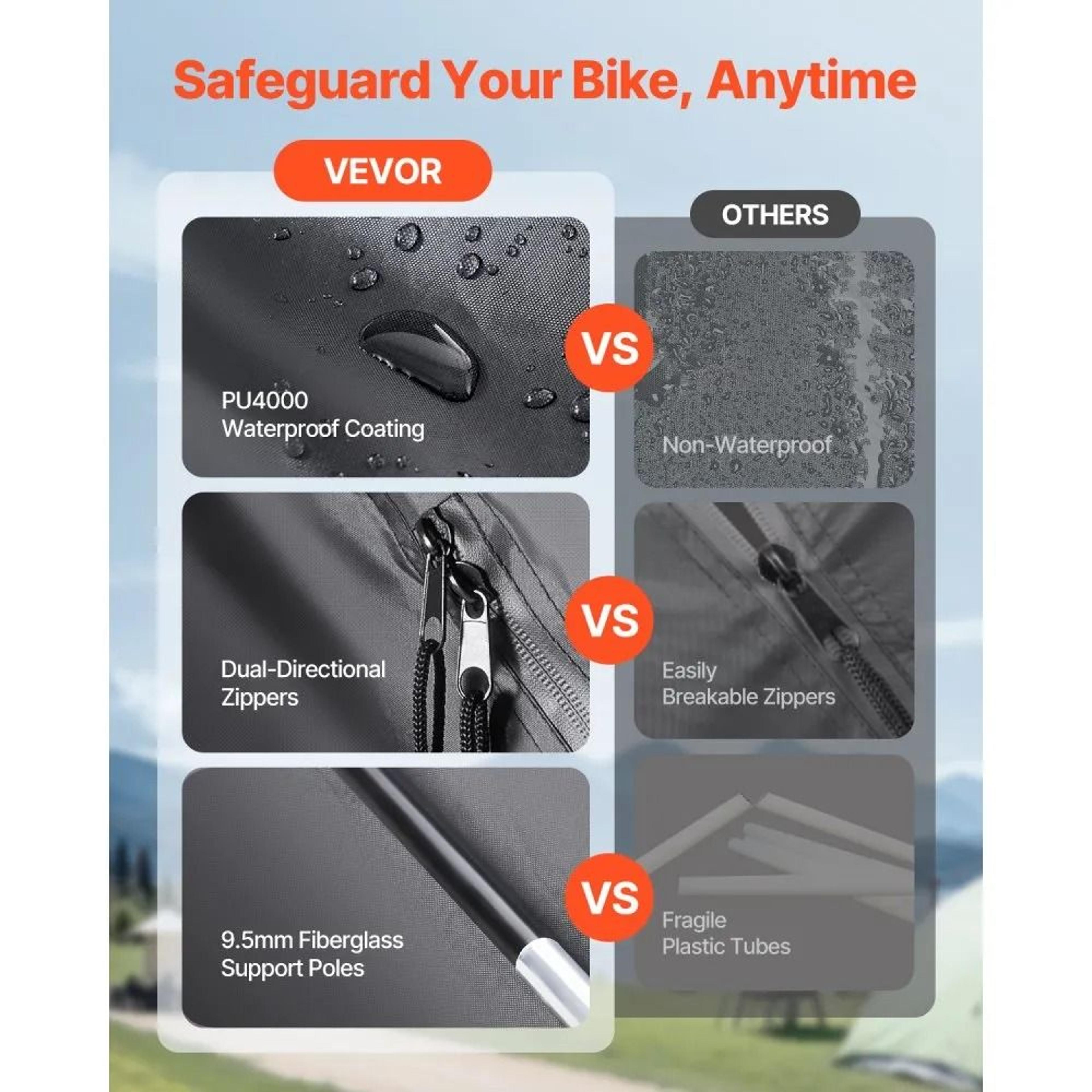Outdoor Bike Storage Tent For 4 To 5 Bikes Waterproof Bicycle Shed With Ventilated Window 6