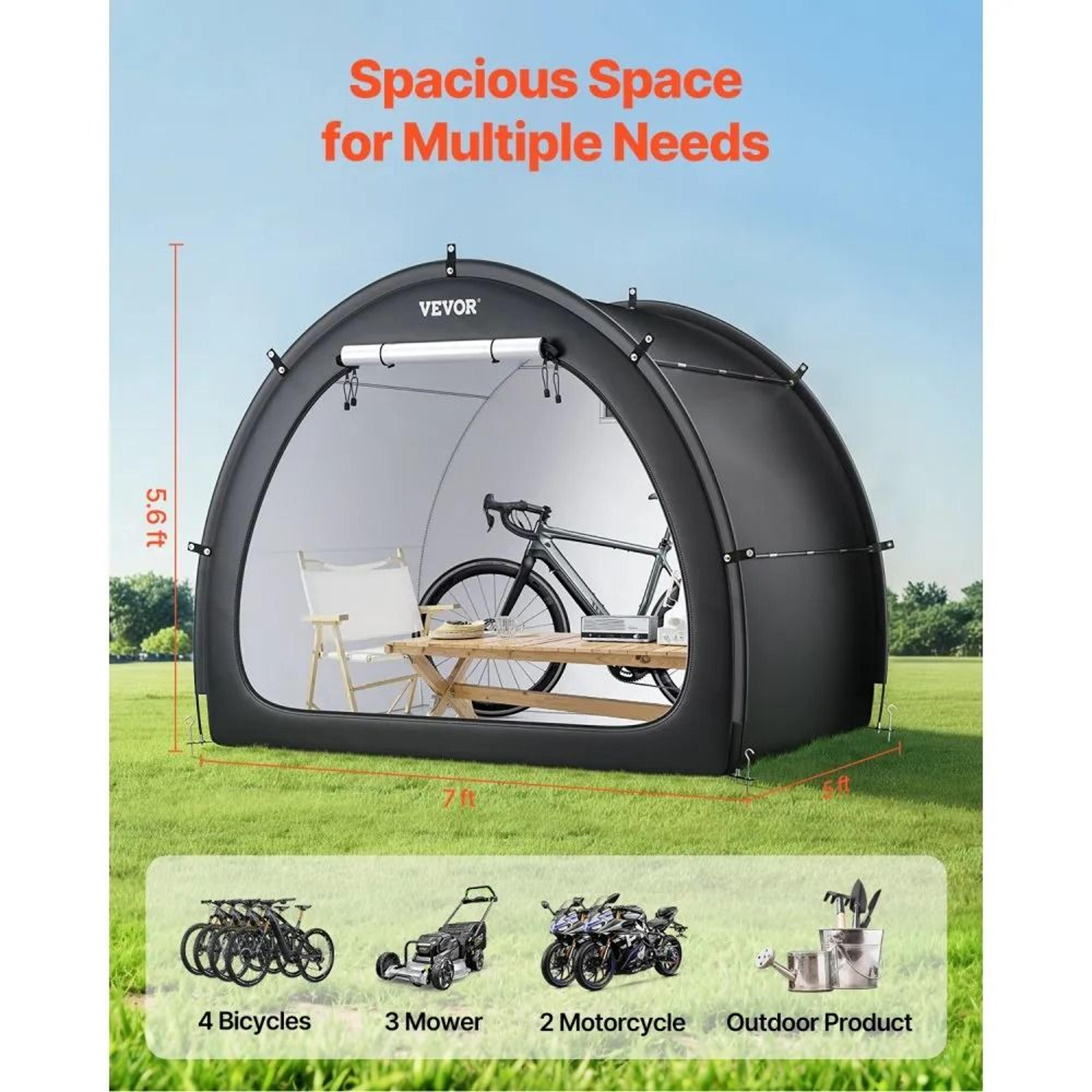 Outdoor Bike Storage Tent For 4 To 5 Bikes Waterproof Bicycle Shed With Ventilated Window 1