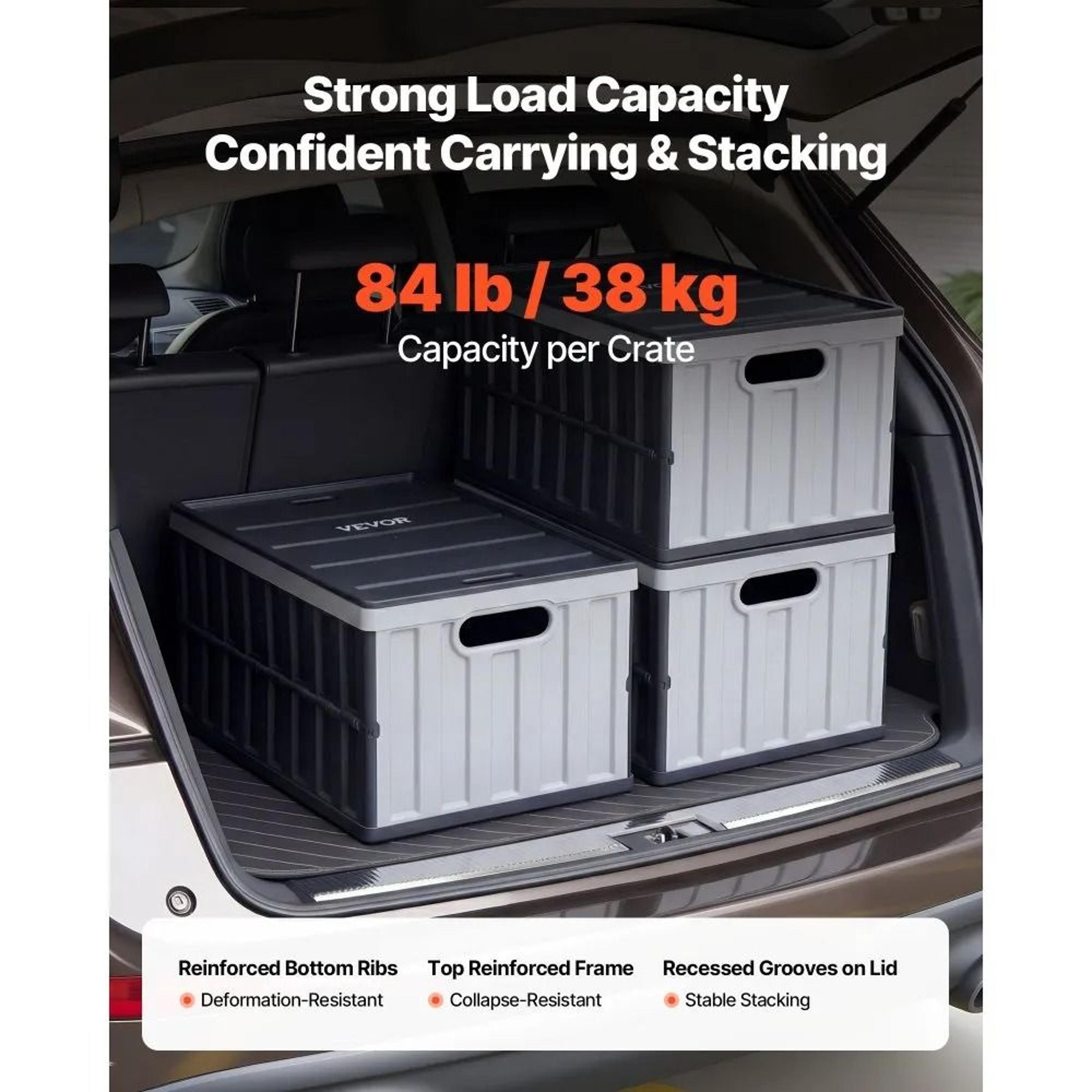 Collapsible Storage Bins With Lids Stackable Folding Crates For Home Organization 5