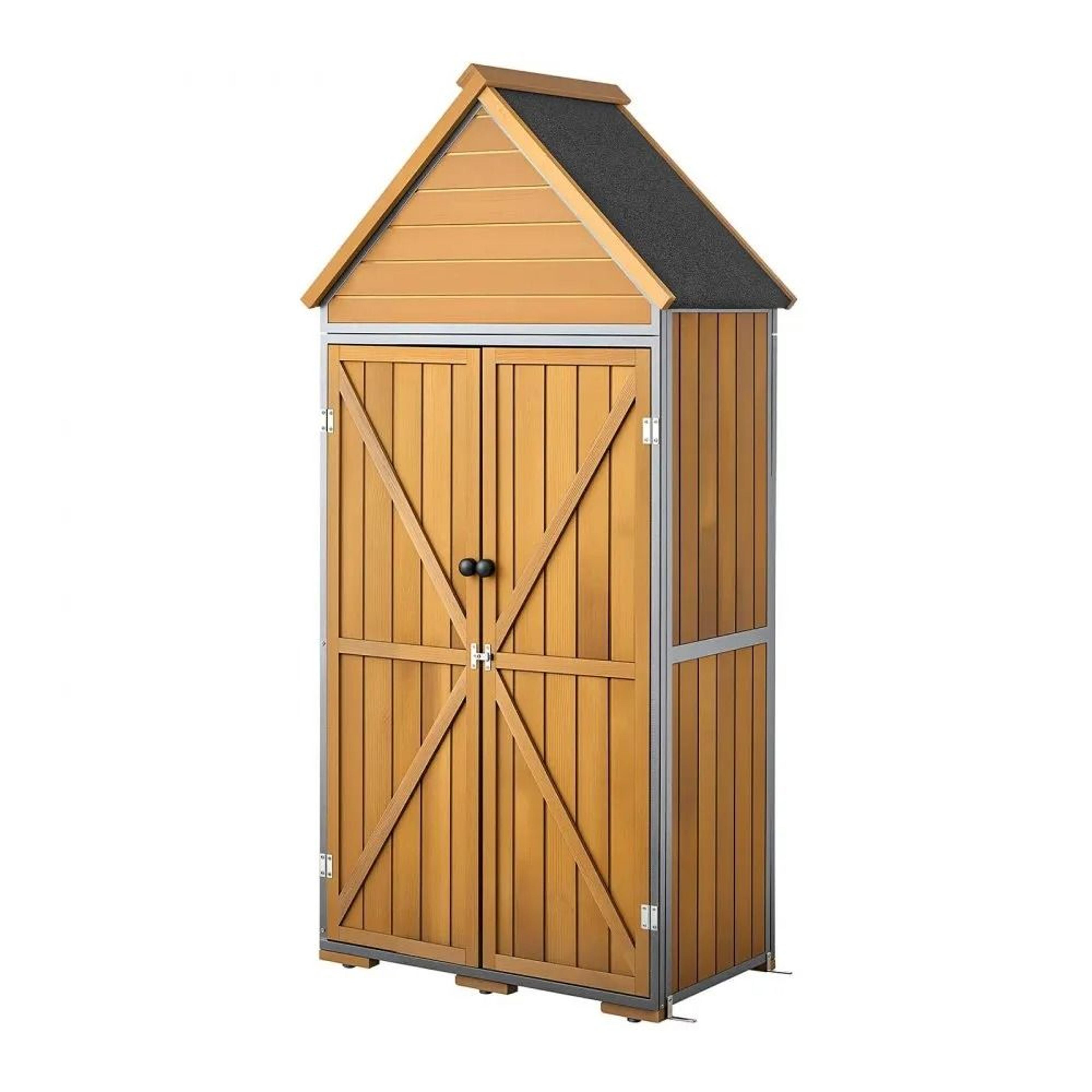 outdoor storage shed wooden garden tool shed with lockable doors and shelves