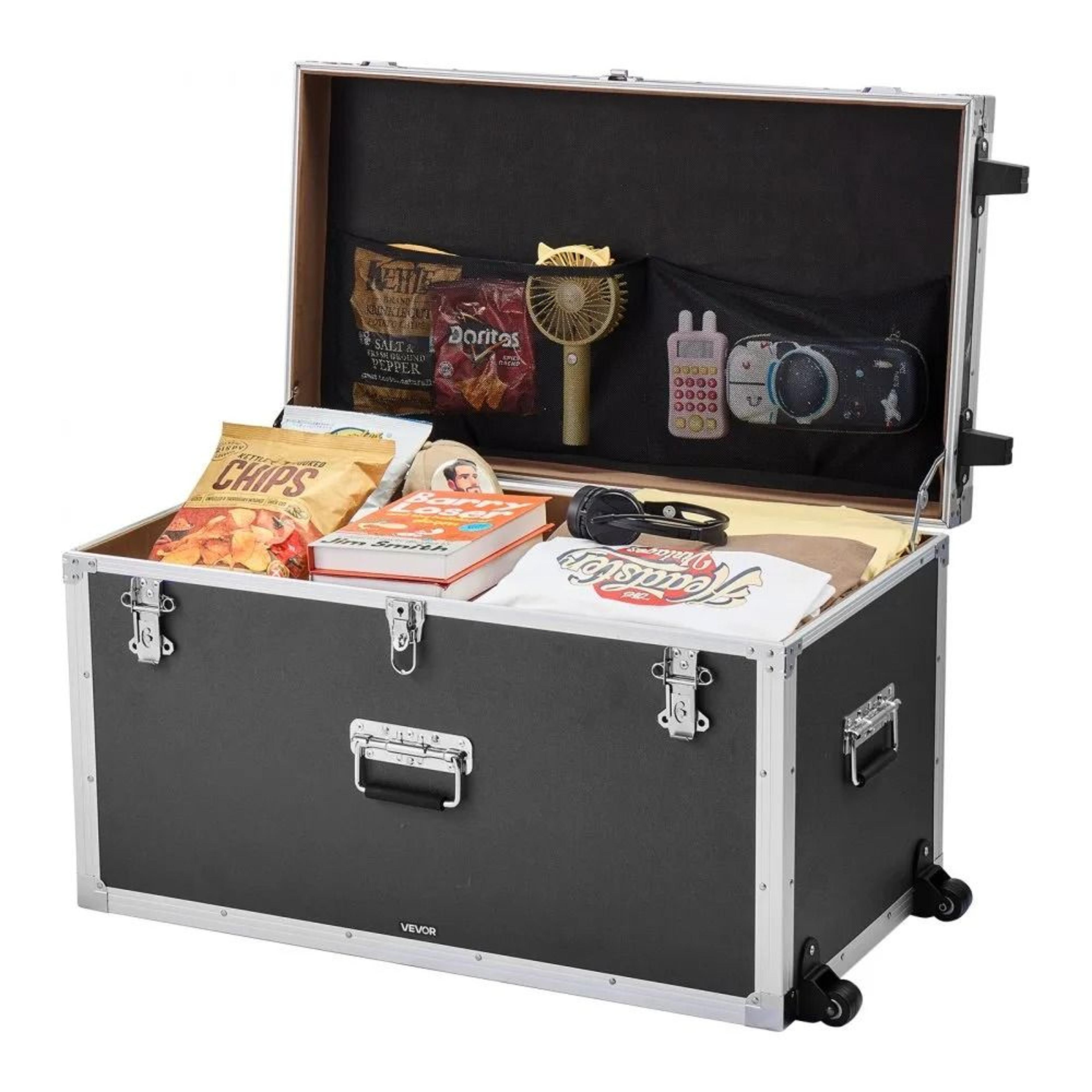 Metal Storage Trunk Set Of 2 With Wheels And Secure Storage 8
