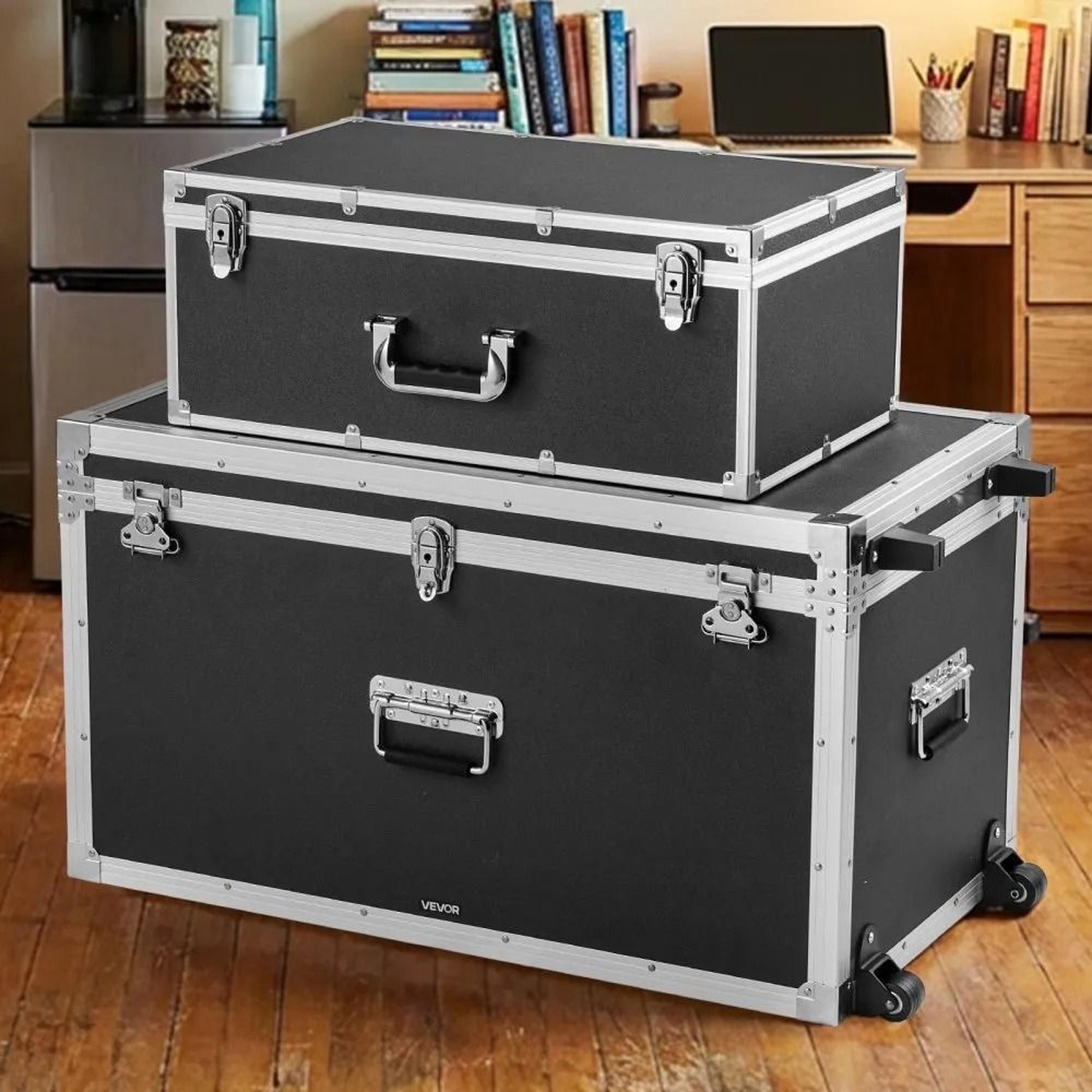 Metal Storage Trunk Set Of 2 With Wheels And Secure Storage 6