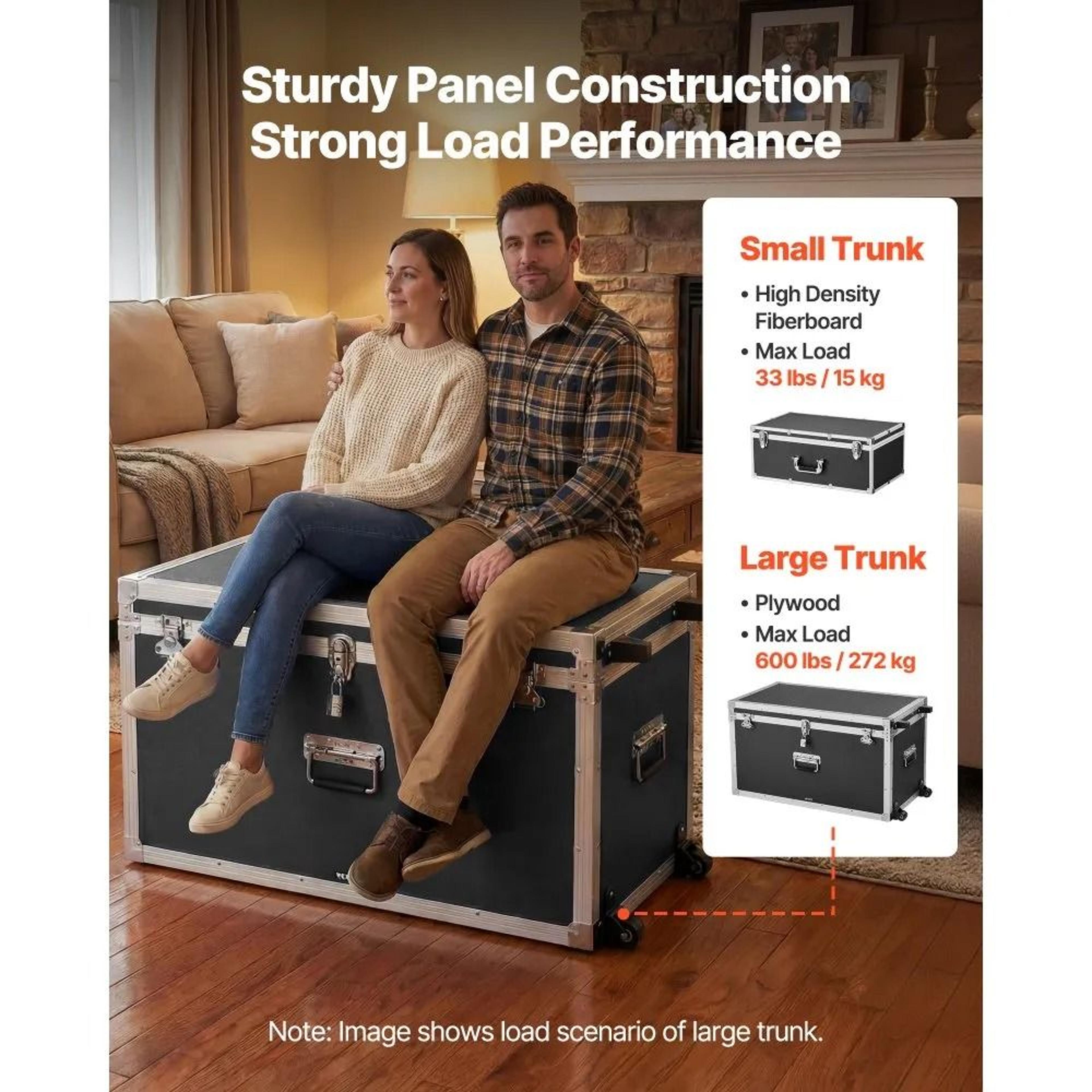 Metal Storage Trunk Set Of 2 With Wheels And Secure Storage 5