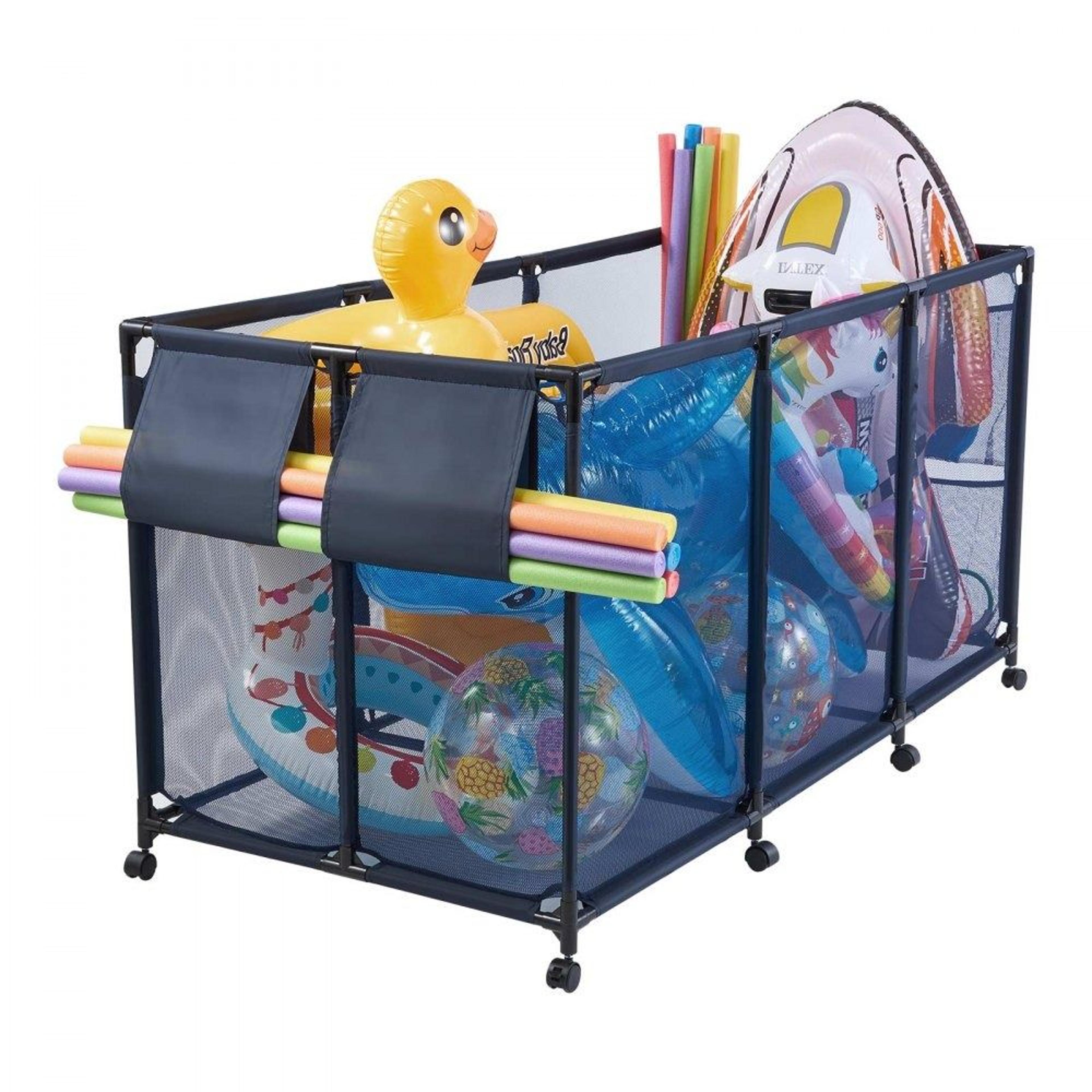 pool storage bin 69 x 32 x 35 in rolling pool float storage organizer