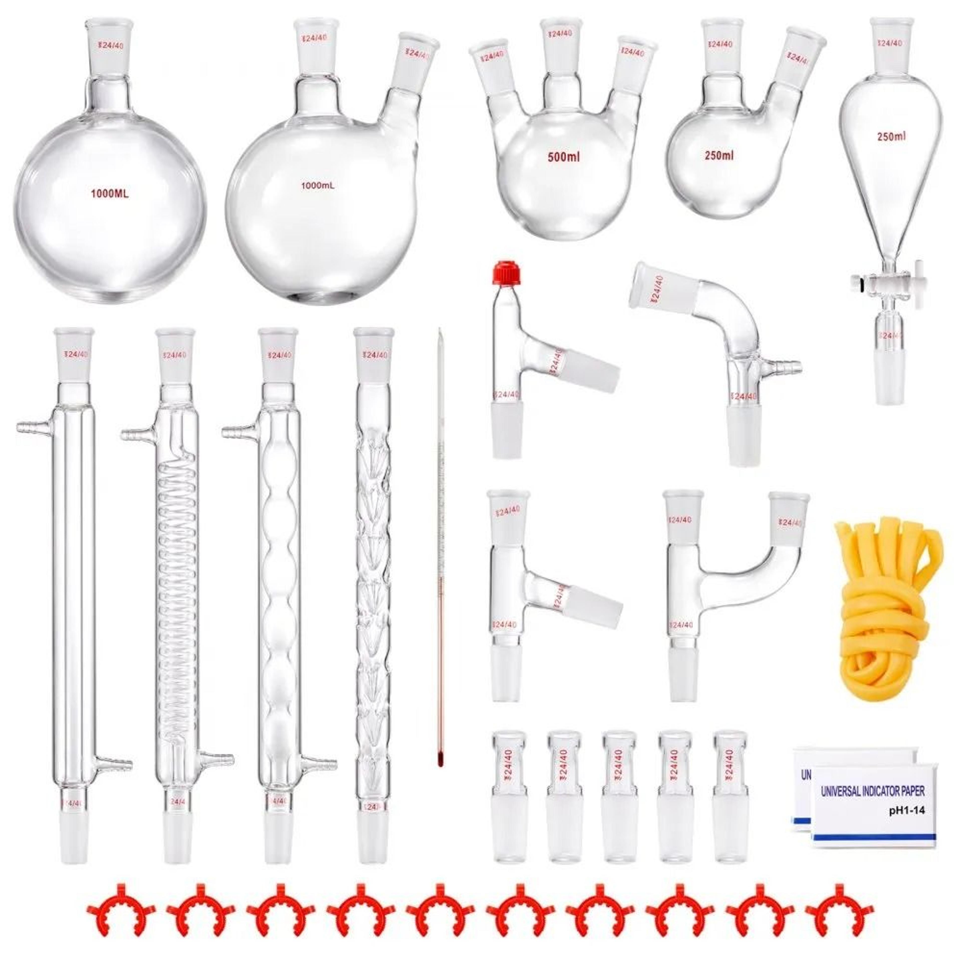 32 piece lab distillation kit 1000ml borosilicate glass essential oil distillation apparatus