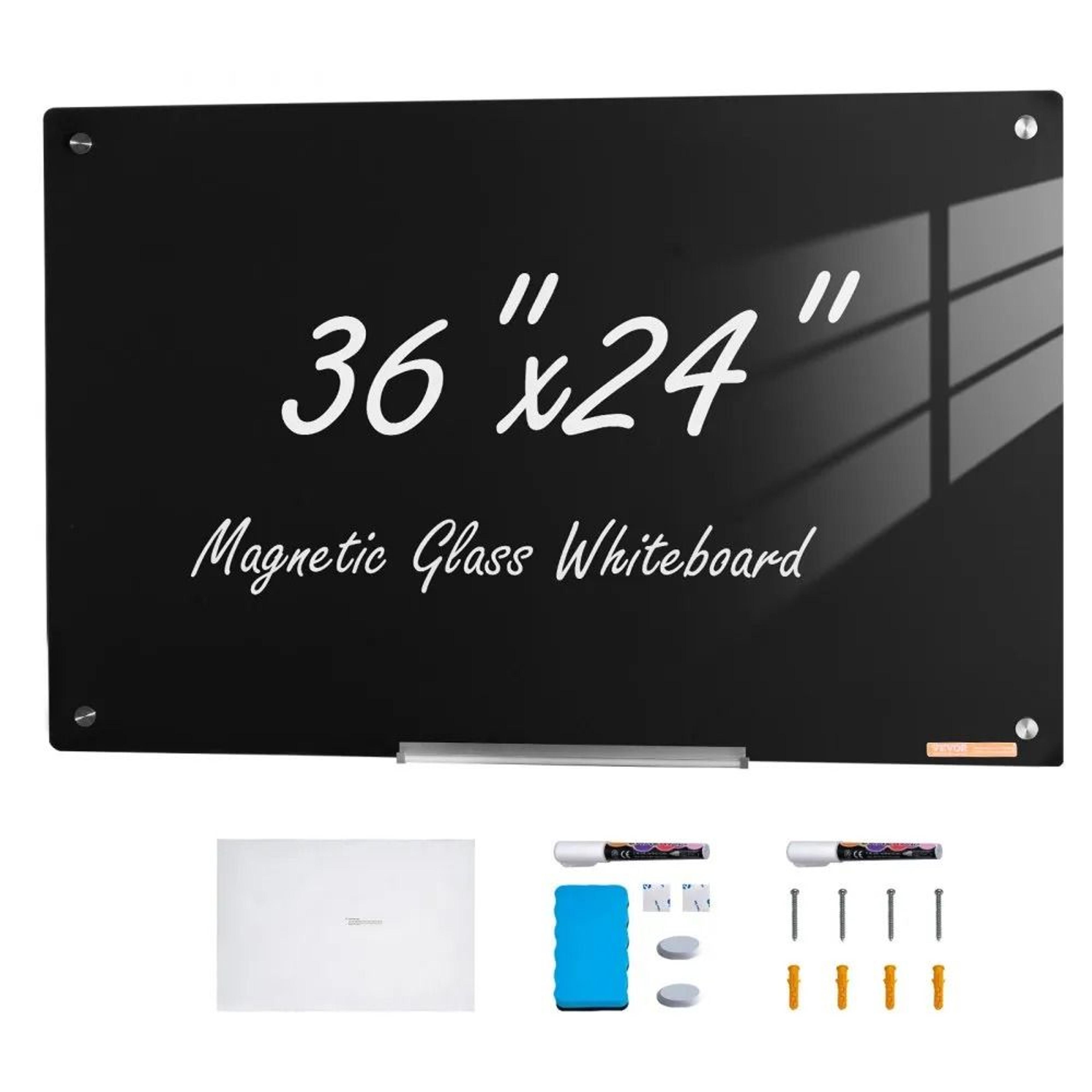 36 x 24 magnetic glass whiteboard frameless glass dry erase board with marker tray