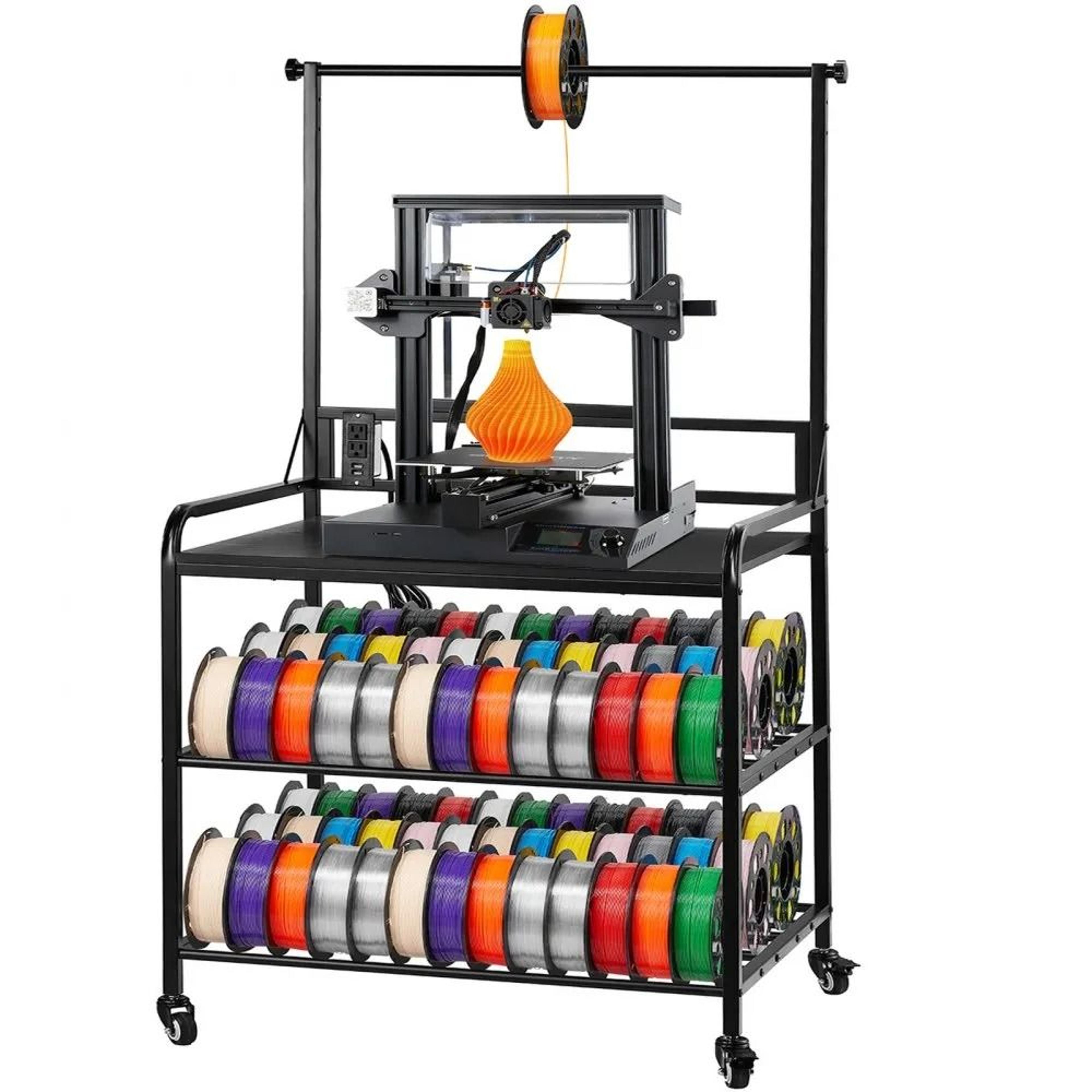 3 tier 3d printer filament storage rack with wheels 60 spool heavy duty organizer