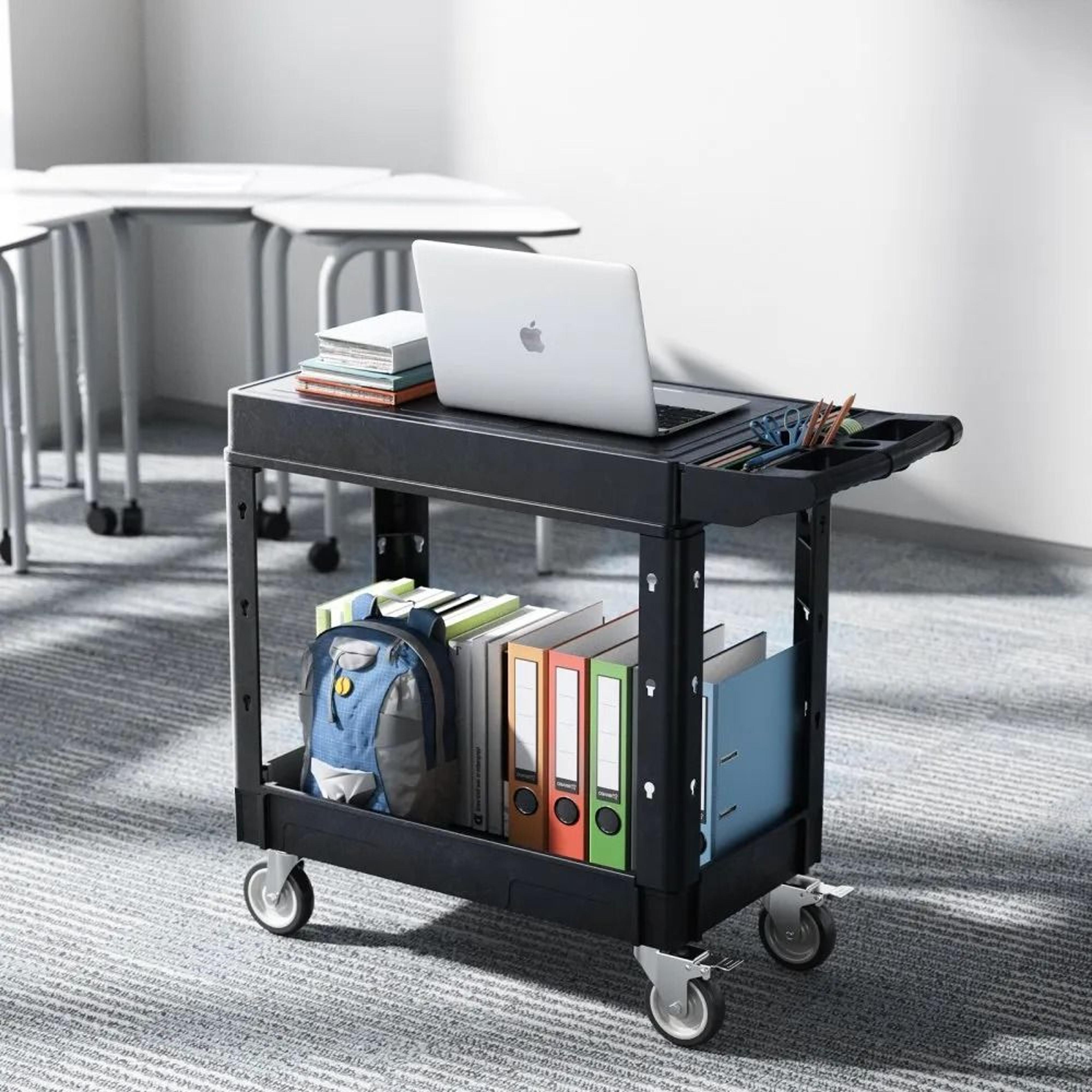 550 Lb Heavy Duty Utility Cart With 2 Shelves And Wheels For Garage And Warehouse 5