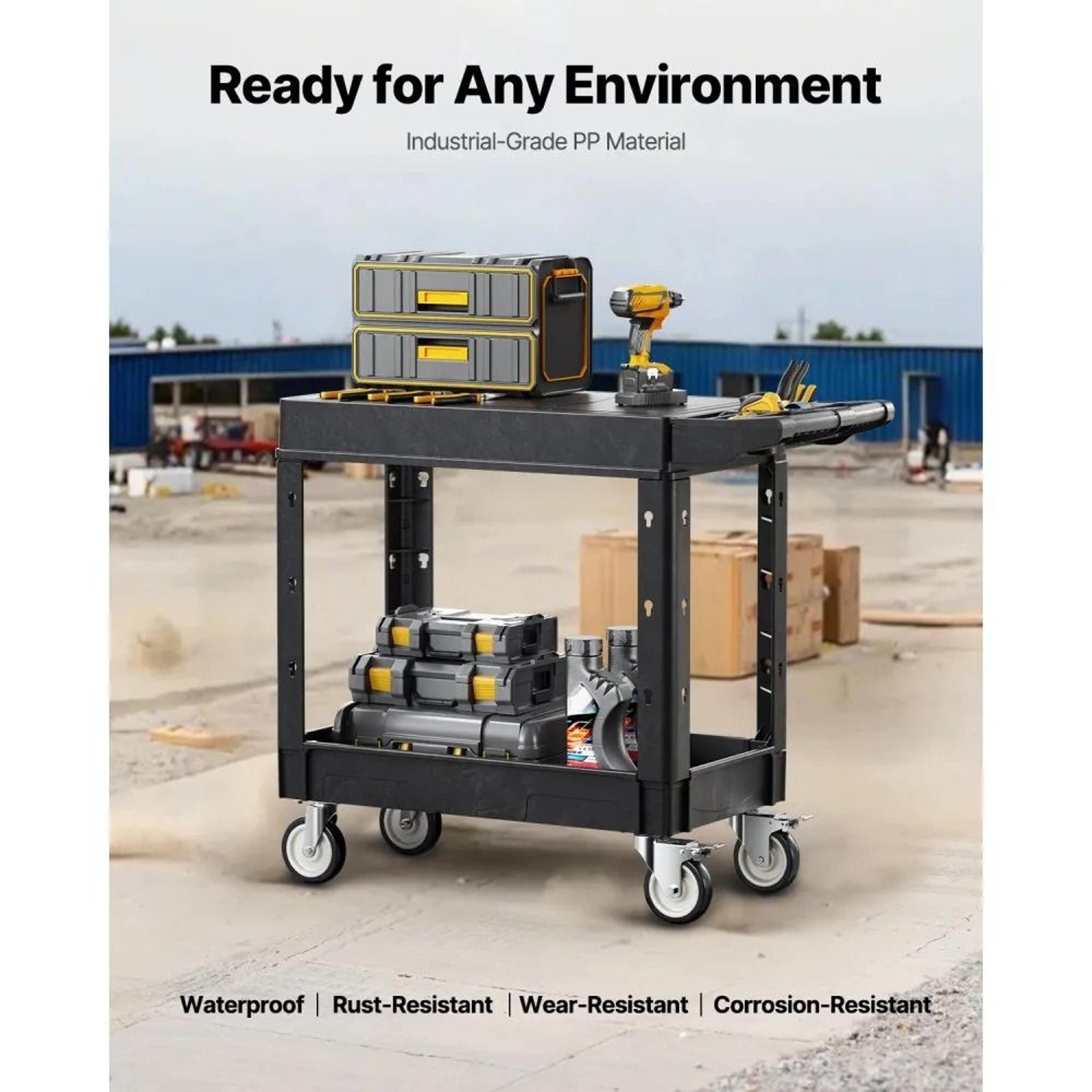 550 Lb Heavy Duty Utility Cart With 2 Shelves And Wheels For Garage And Warehouse 2