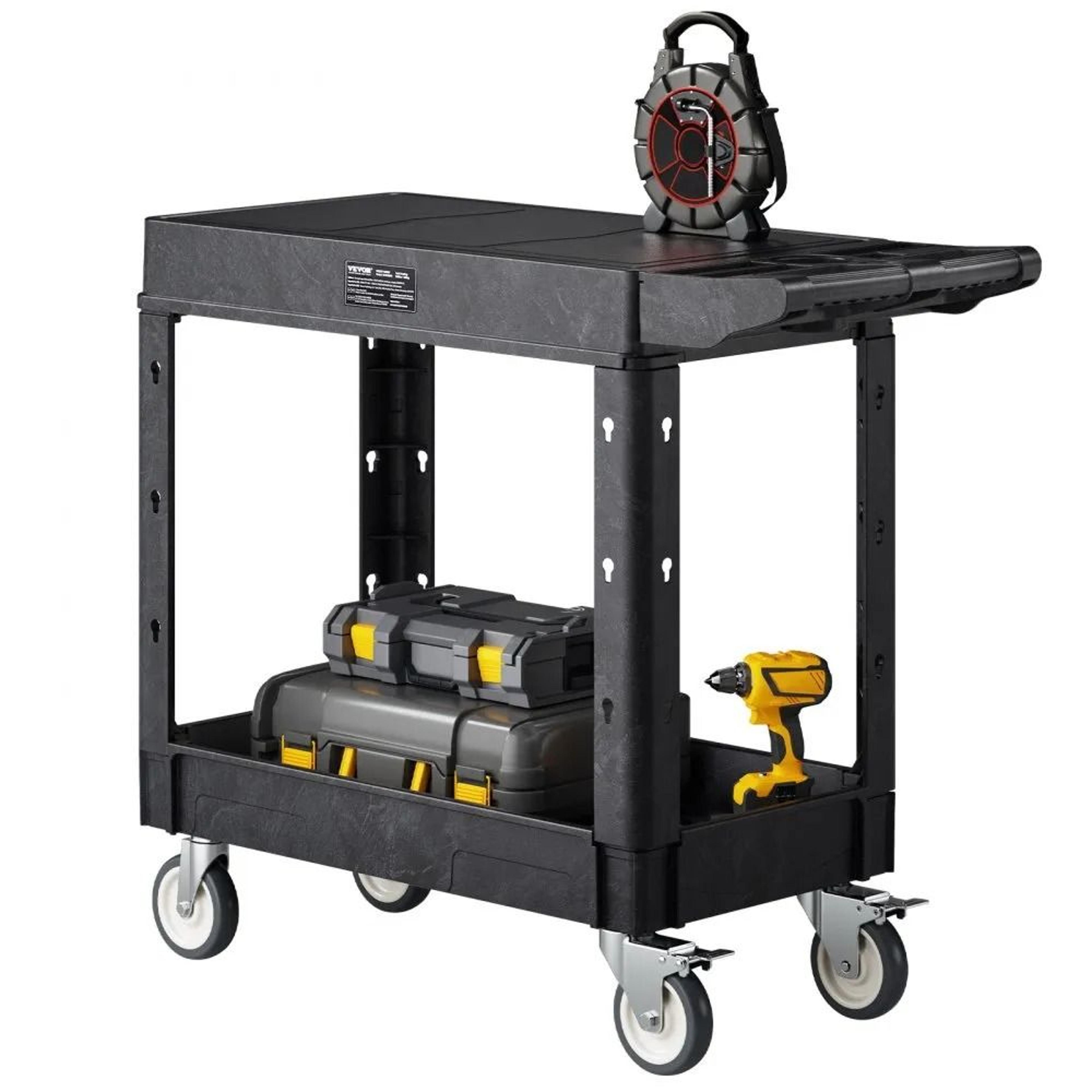 550 lb heavy duty utility cart with 2 shelves and wheels for garage and warehouse