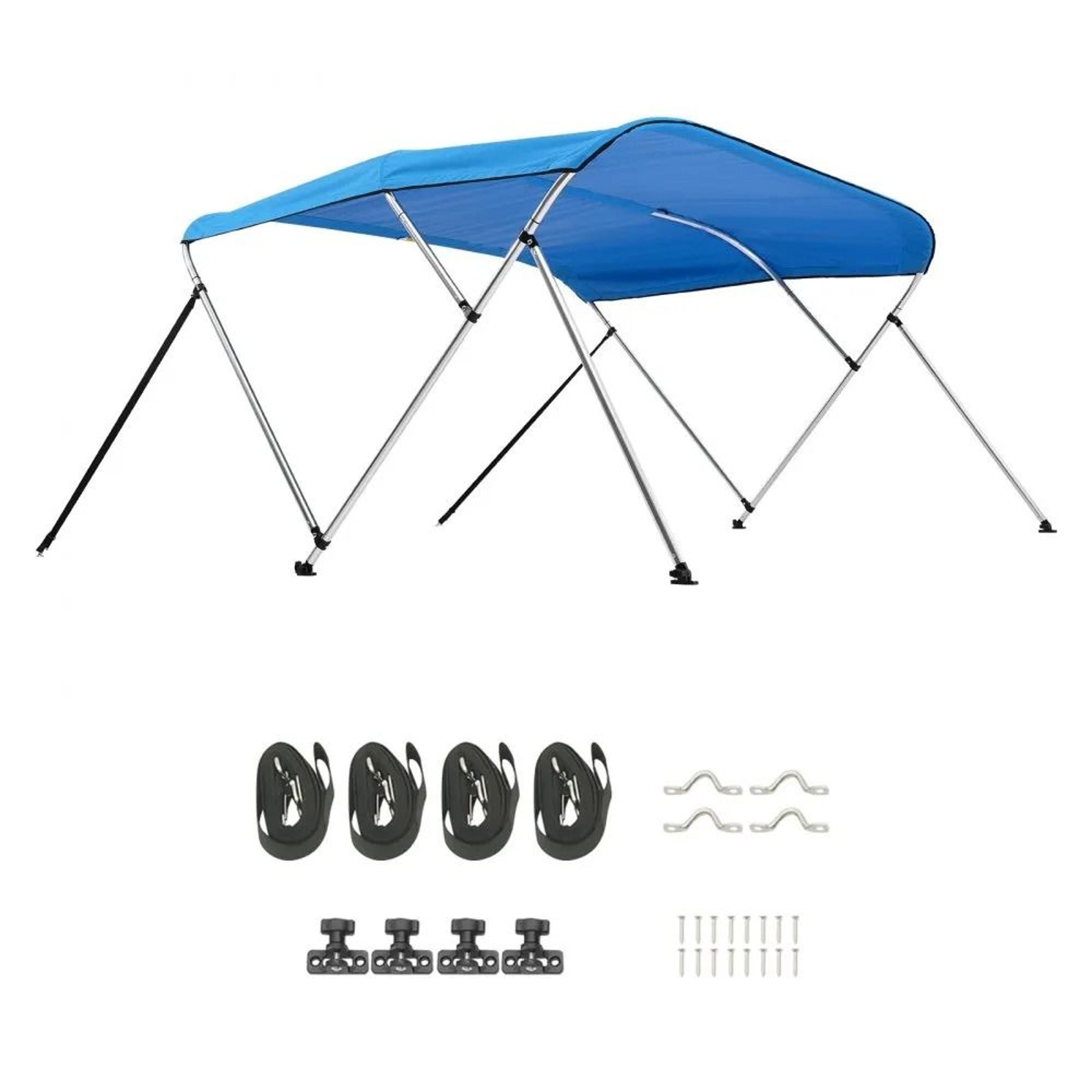 3 bow boat bimini top with 600d waterproof boat canopy and aluminum frame 6 ft pacific blue