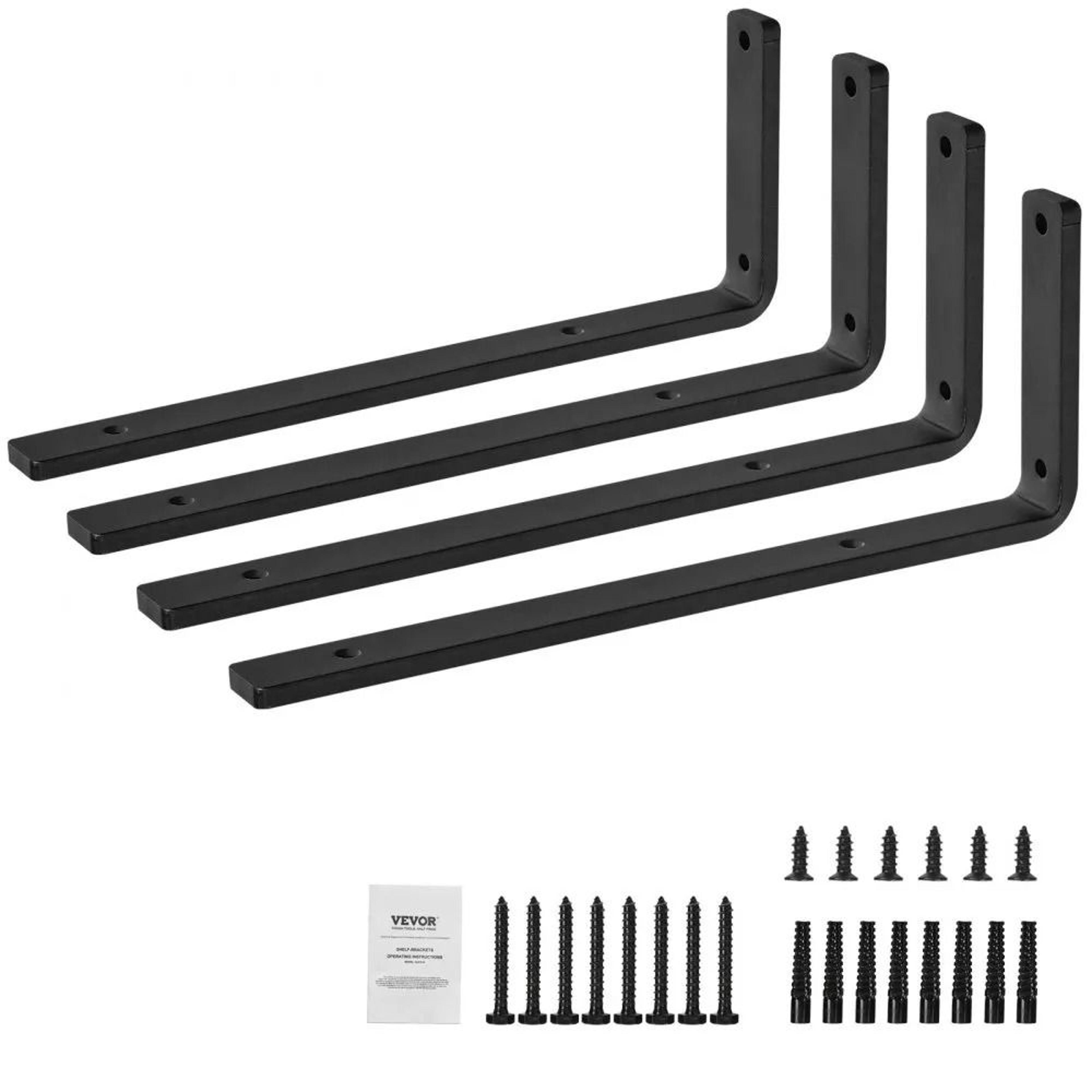 16 inch heavy duty shelf brackets 4 pack black steel l brackets 160 lb capacity