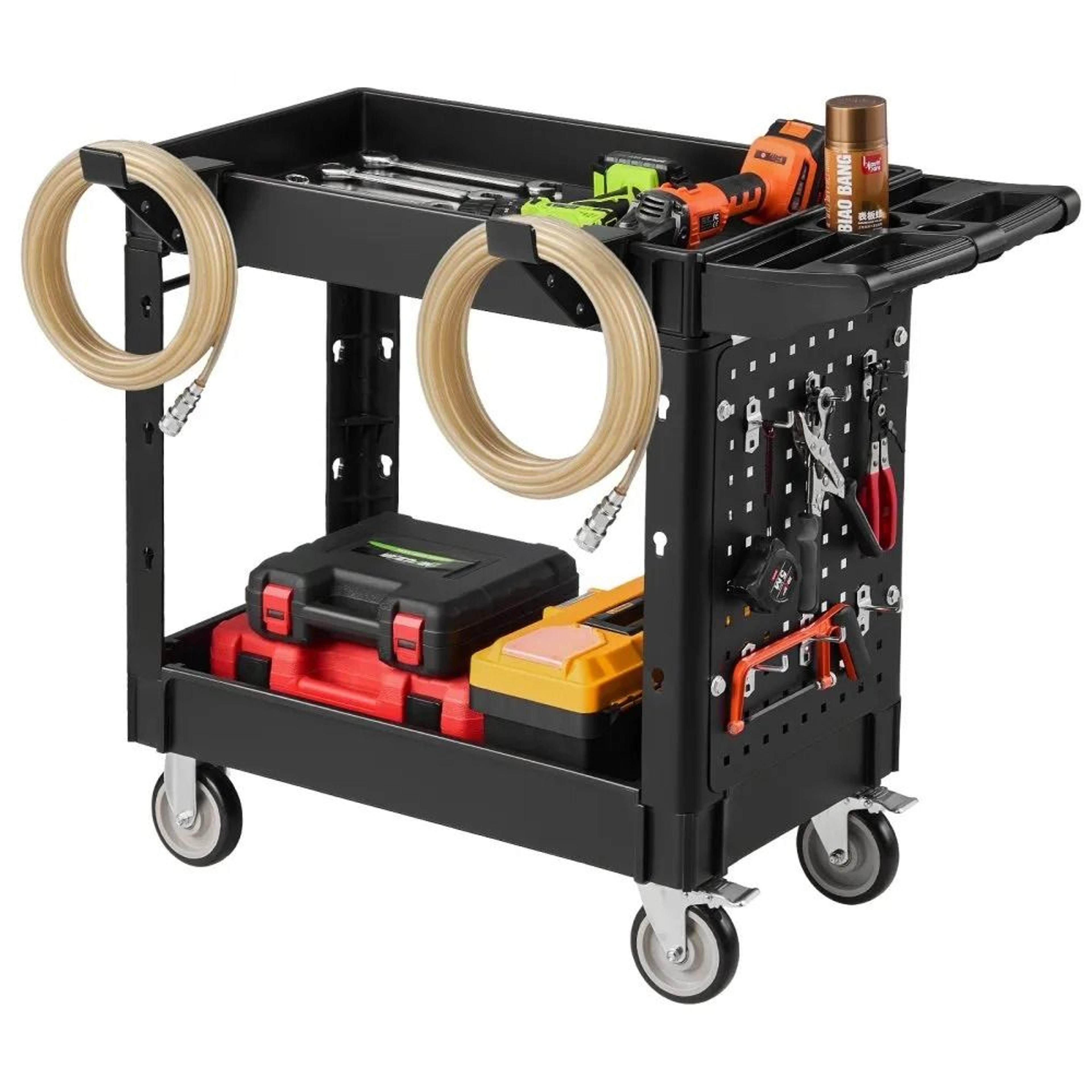 550 lbs utility cart heavy duty rolling tool cart with pegboard storage