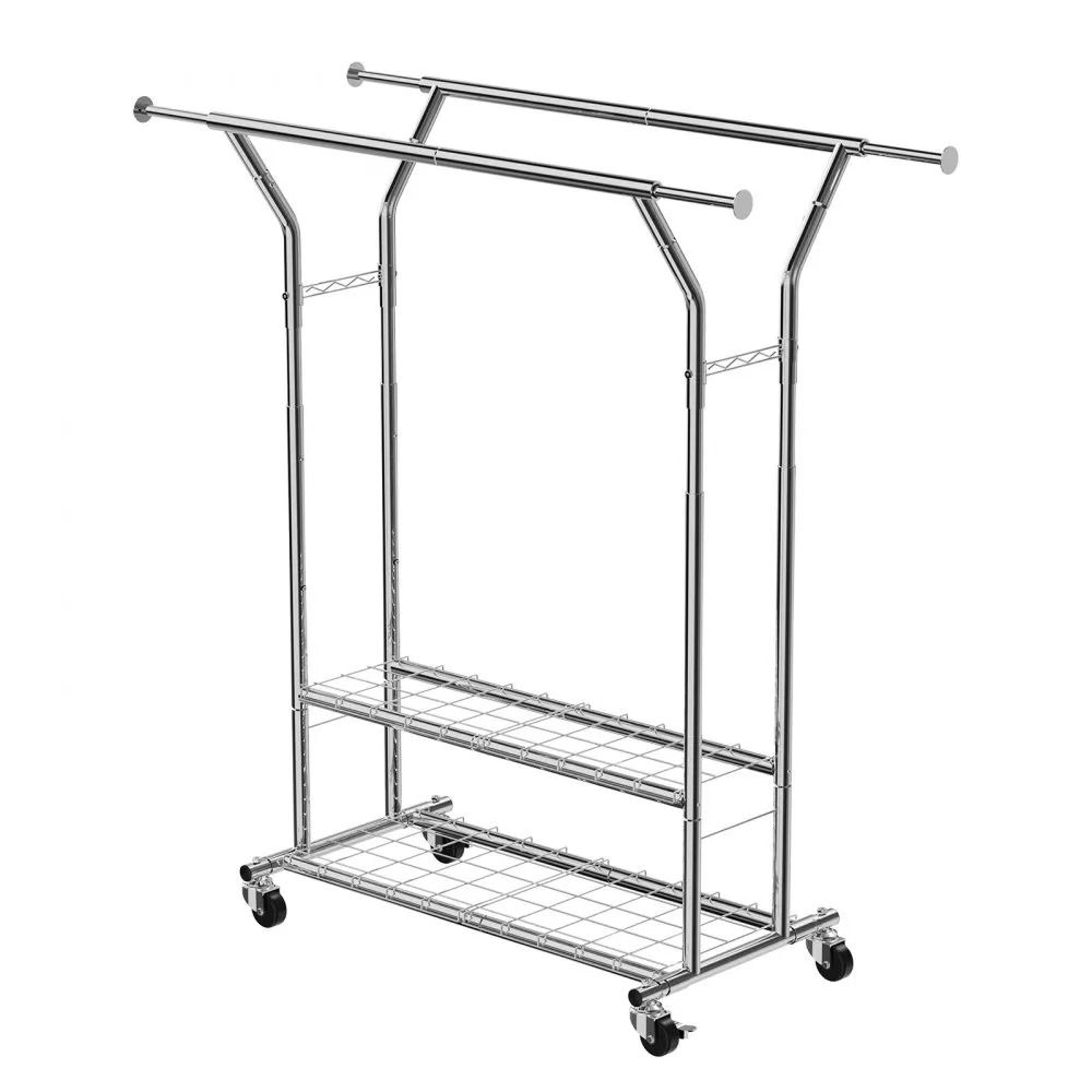 Rolling Clothes Rack With Storage Shelves Heavy Duty Garment Rack 7