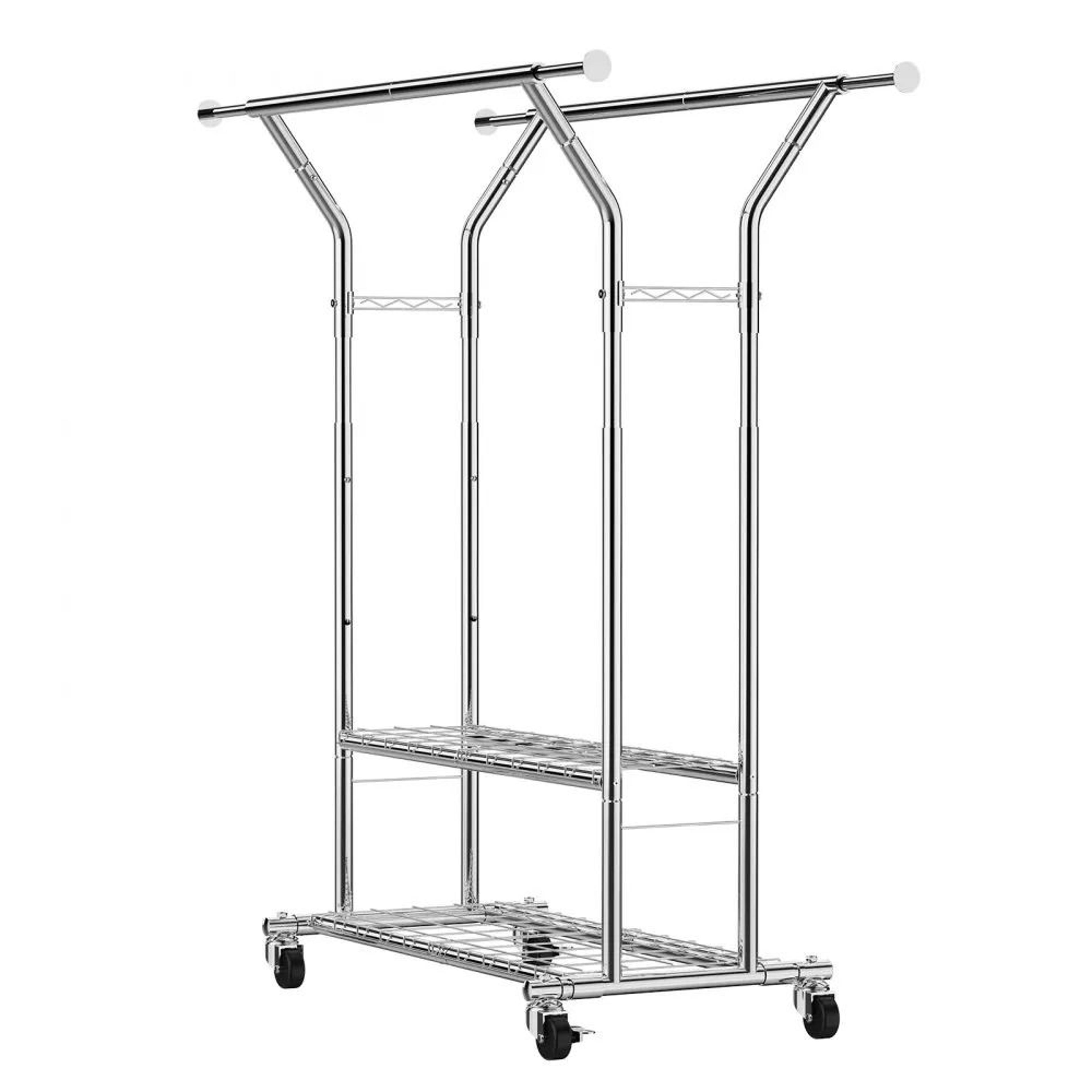 Rolling Clothes Rack With Storage Shelves Heavy Duty Garment Rack 8