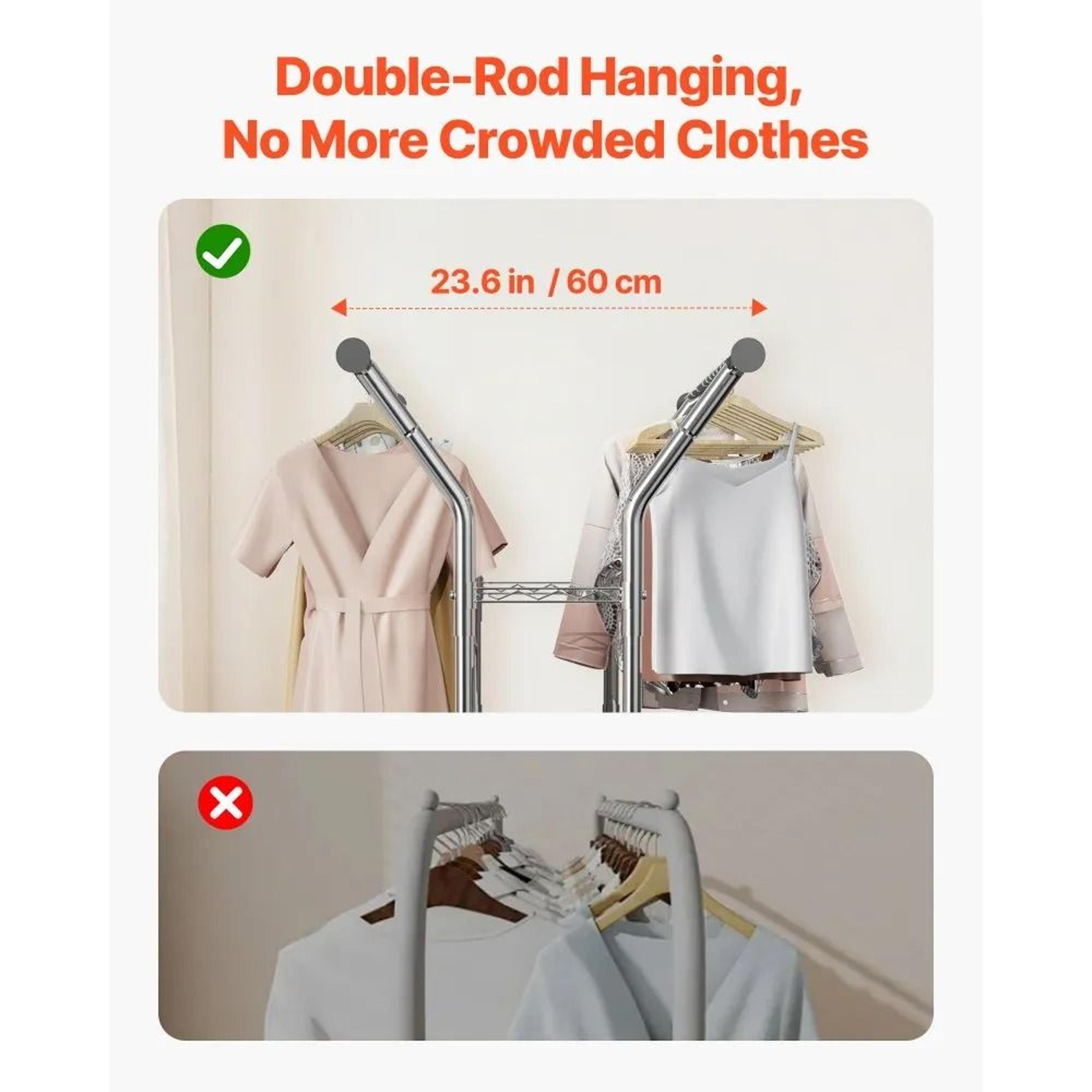 Rolling Clothes Rack With Storage Shelves Heavy Duty Garment Rack 5
