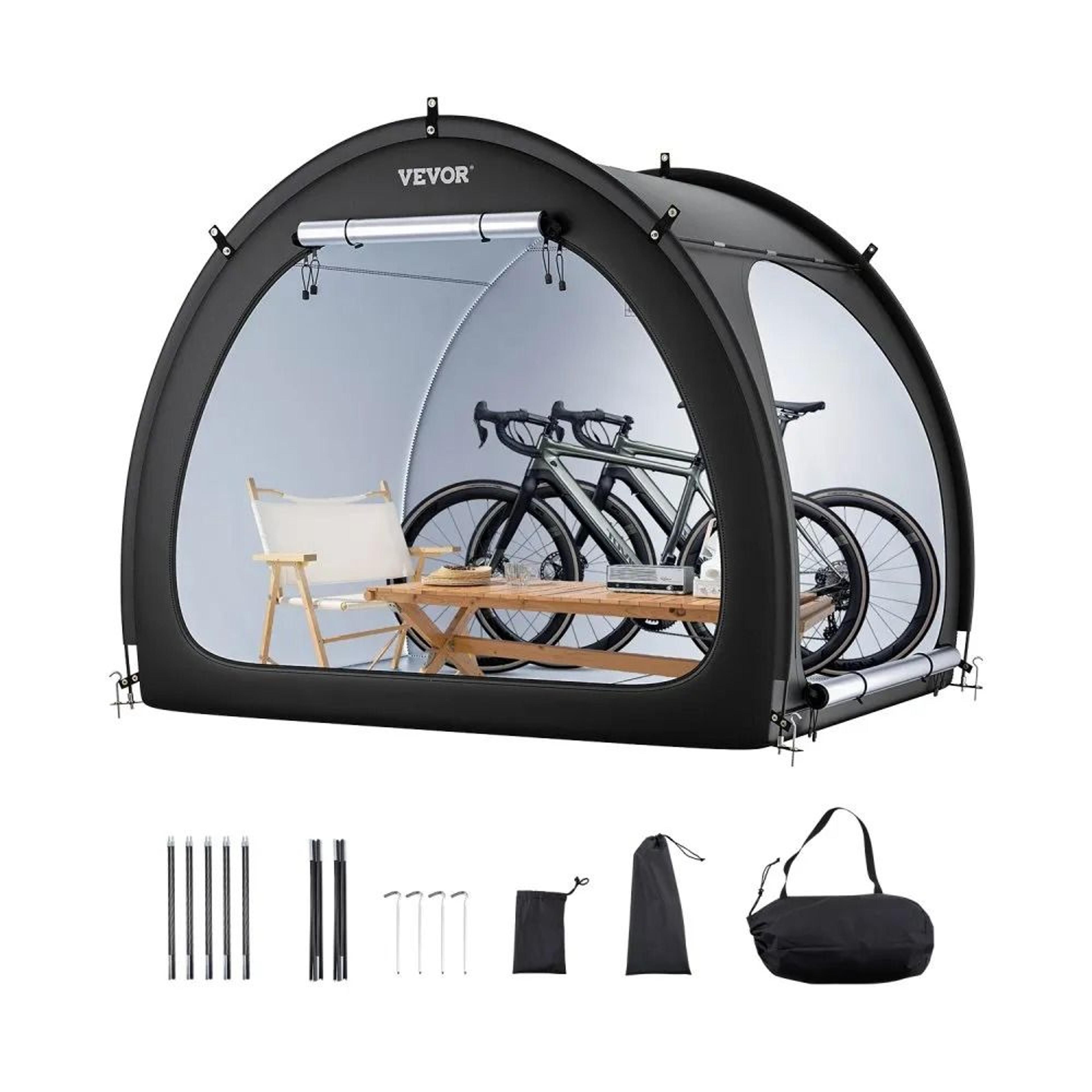 waterproof bike storage tent for 4 to 5 bikes with ventilated double door design