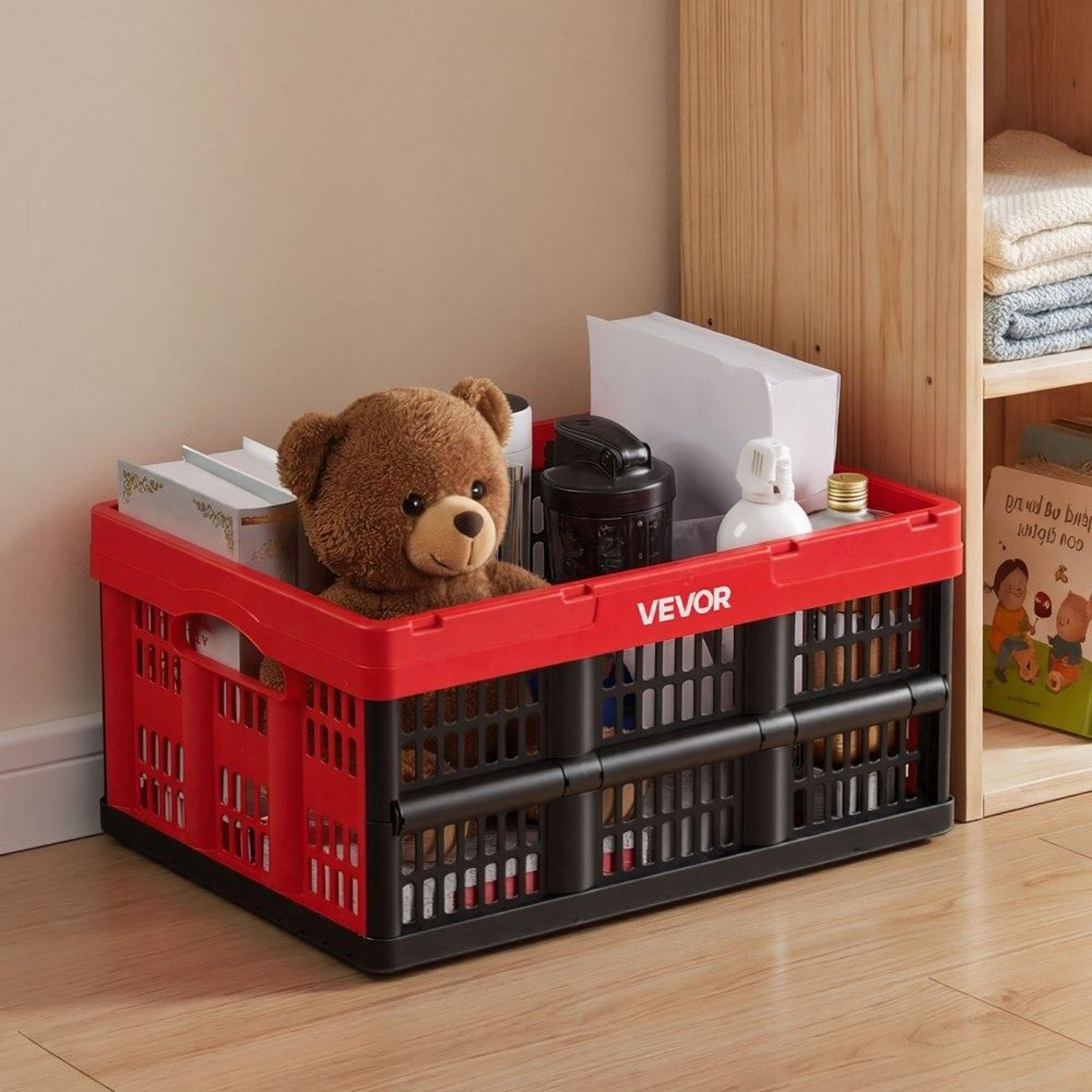 32L Collapsible Storage Bins 3 Pack Stackable Folding Crates With Handles 6