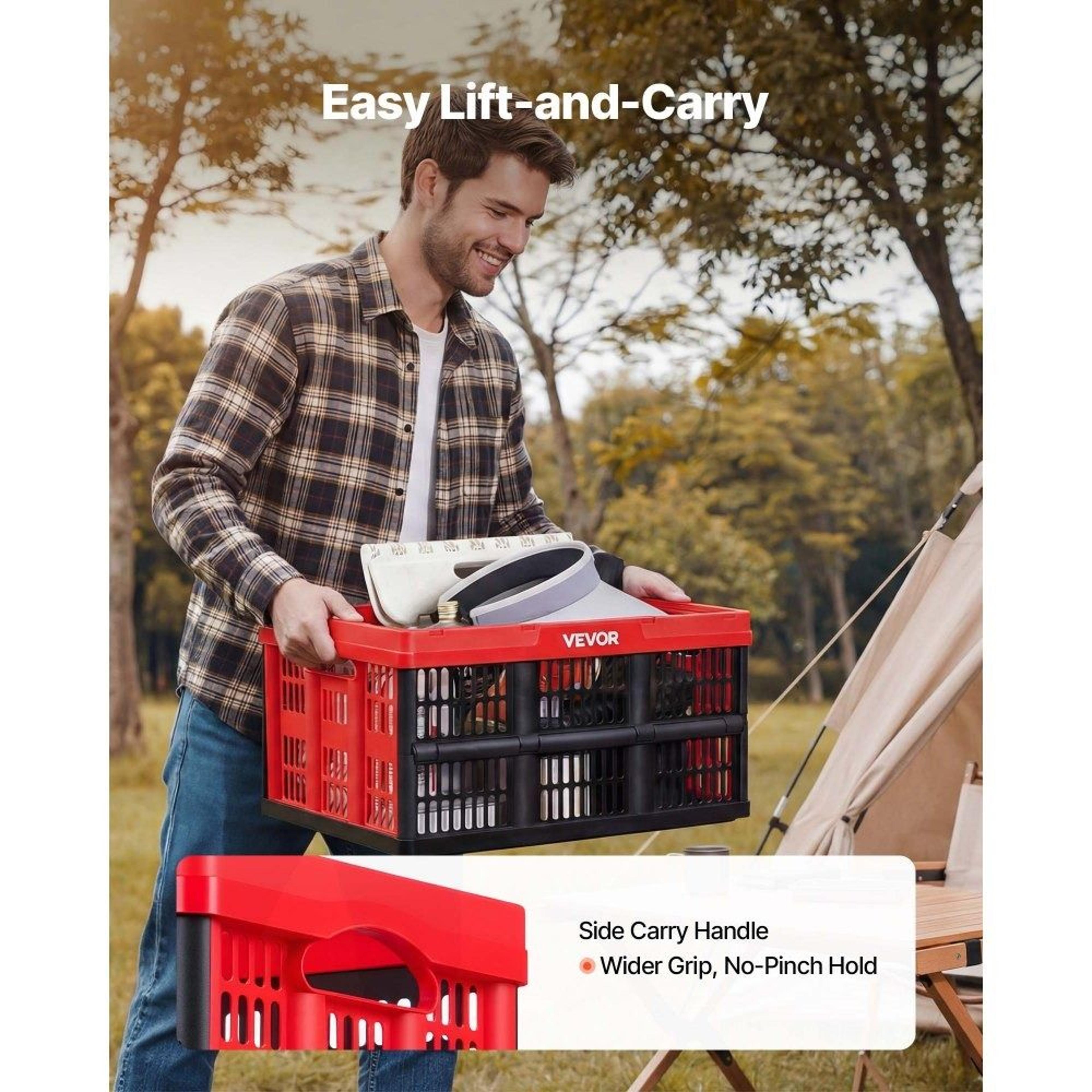 32L Collapsible Storage Bins 3 Pack Stackable Folding Crates With Handles 4