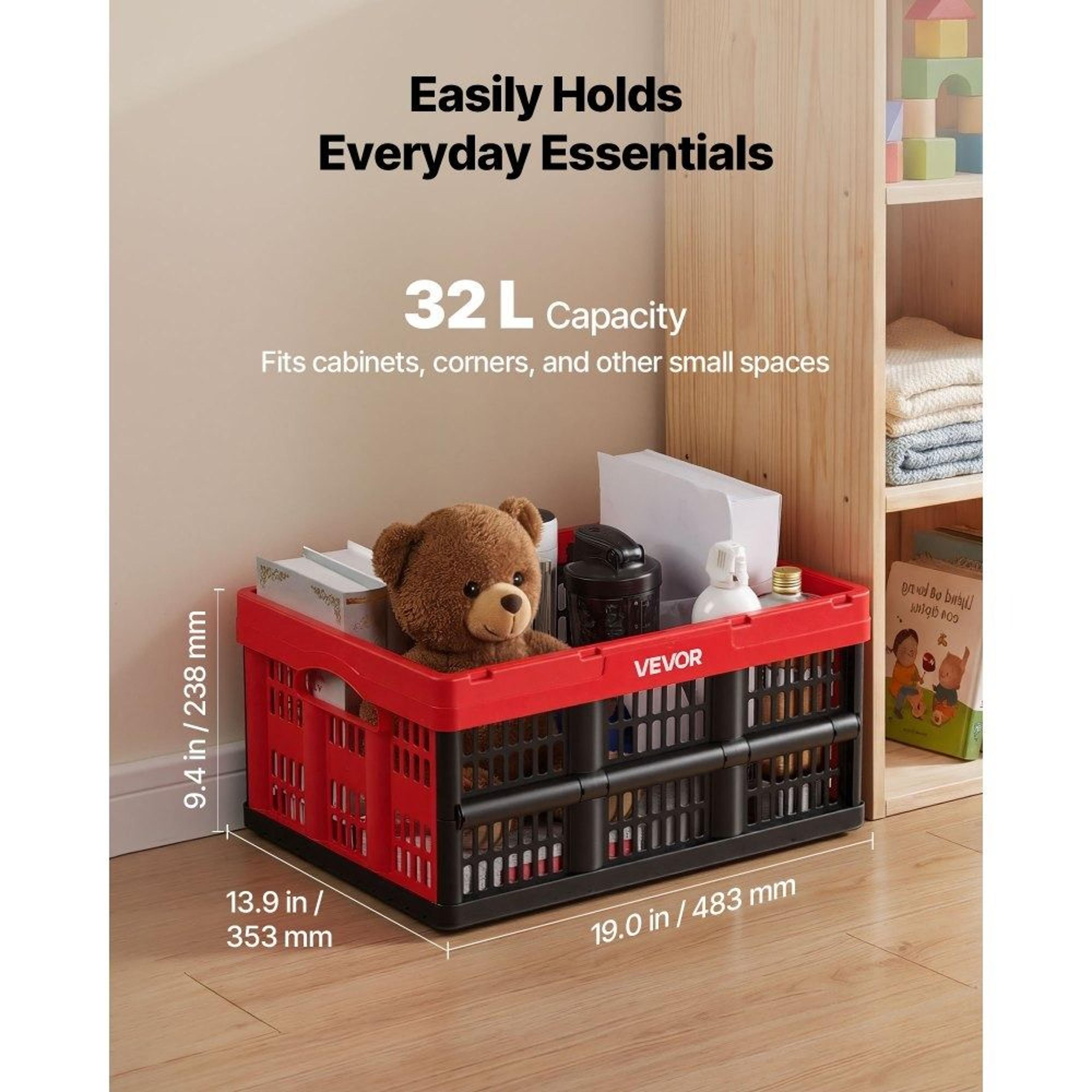 32L Collapsible Storage Bins 3 Pack Stackable Folding Crates With Handles 5